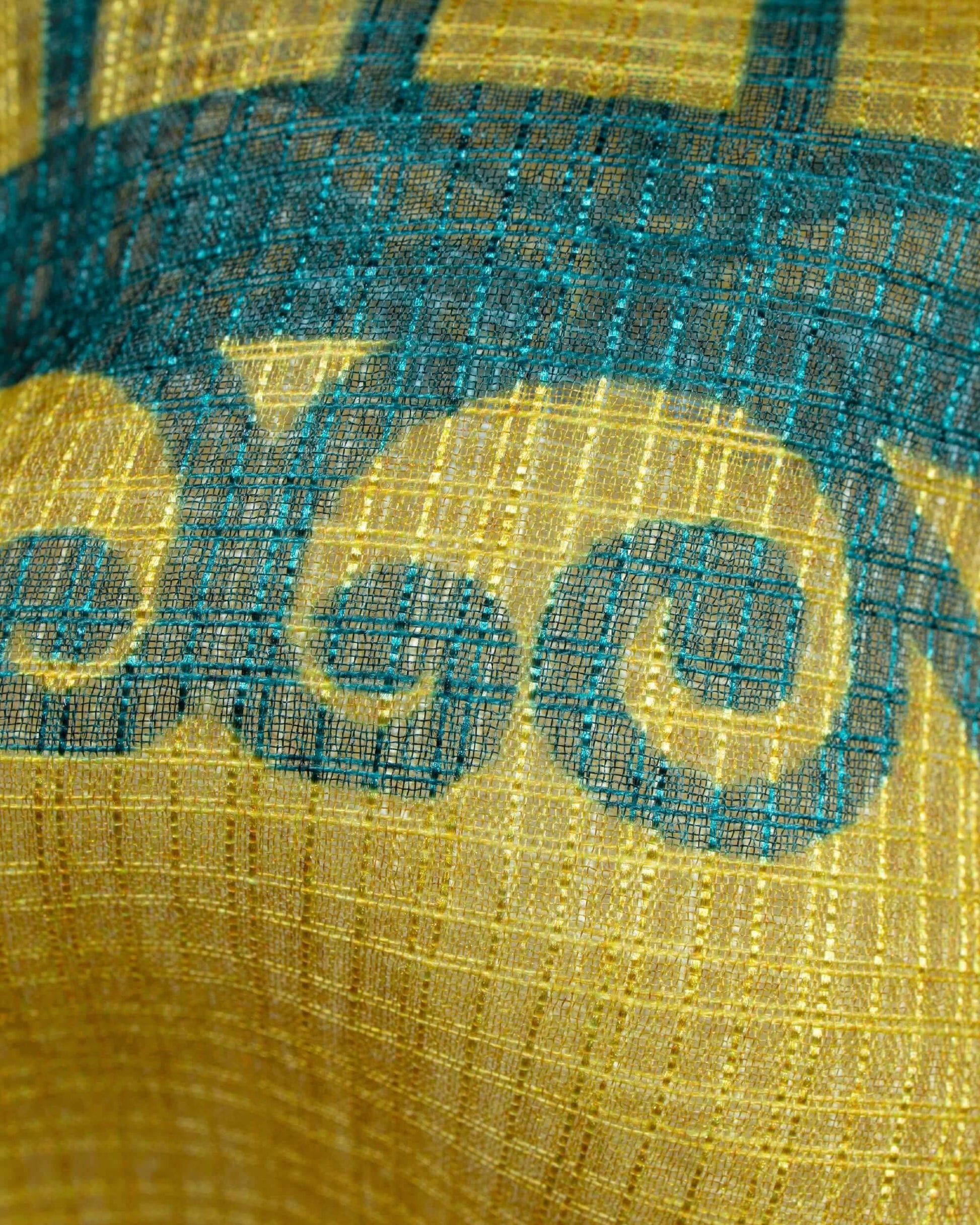 Stone Blue And Trombone Yellow Quirky Pattern Digital Print Kota Doria Dupatta With Tassels - Fabcurate