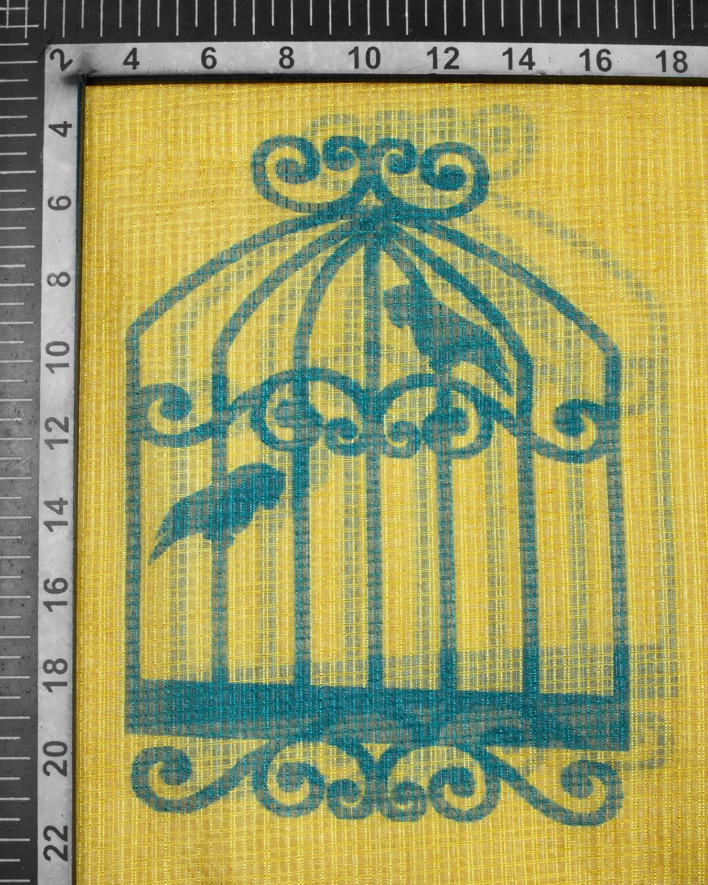 Stone Blue And Trombone Yellow Quirky Pattern Digital Print Kota Doria Dupatta With Tassels - Fabcurate