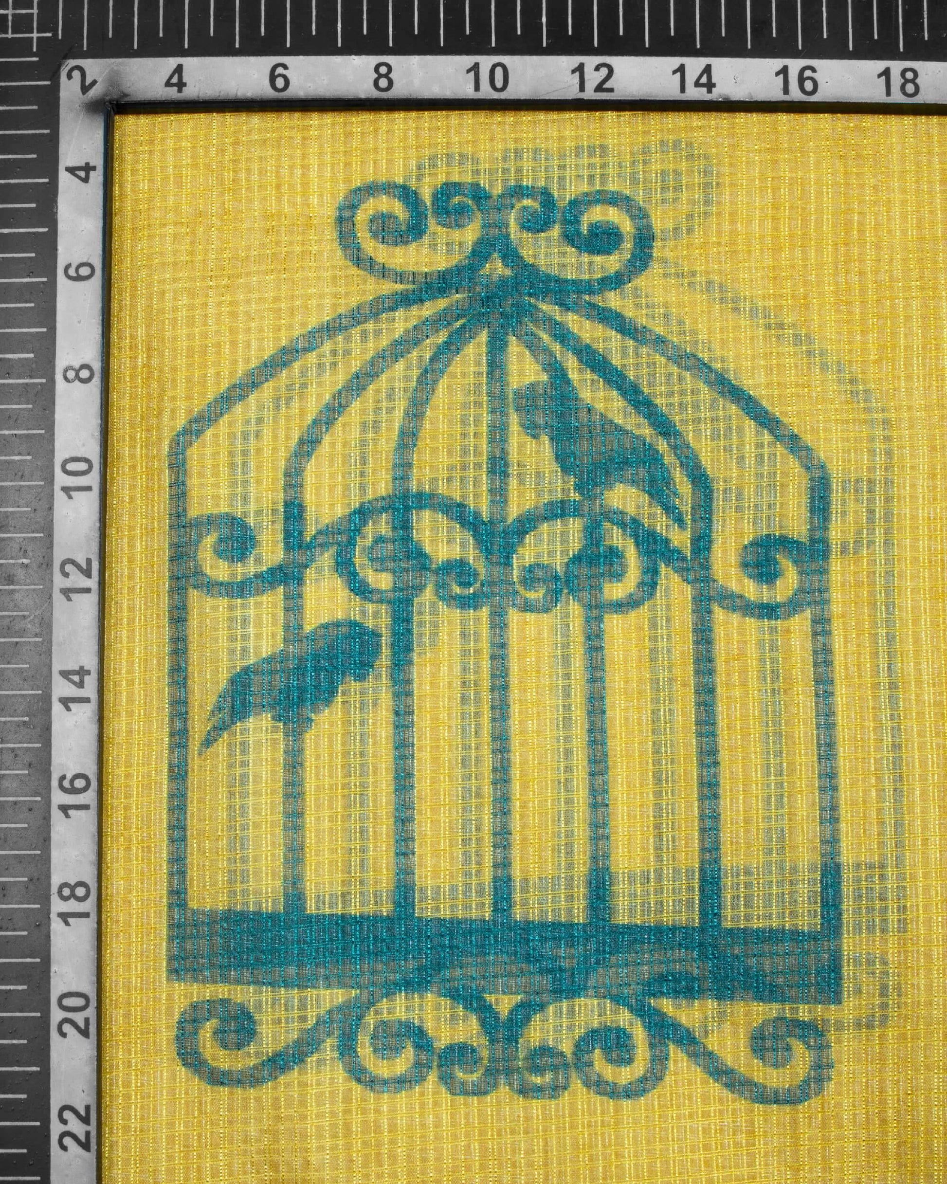 Stone Blue And Trombone Yellow Quirky Pattern Digital Print Kota Doria Dupatta With Tassels - Fabcurate