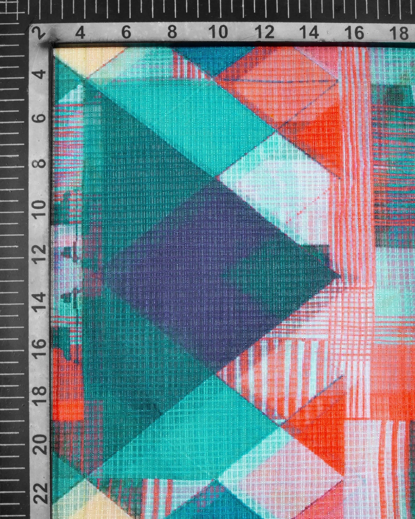 Pine Green And Fire Orange Geometric Pattern Digital Print Kota Doria Dupatta With Tassels - Fabcurate