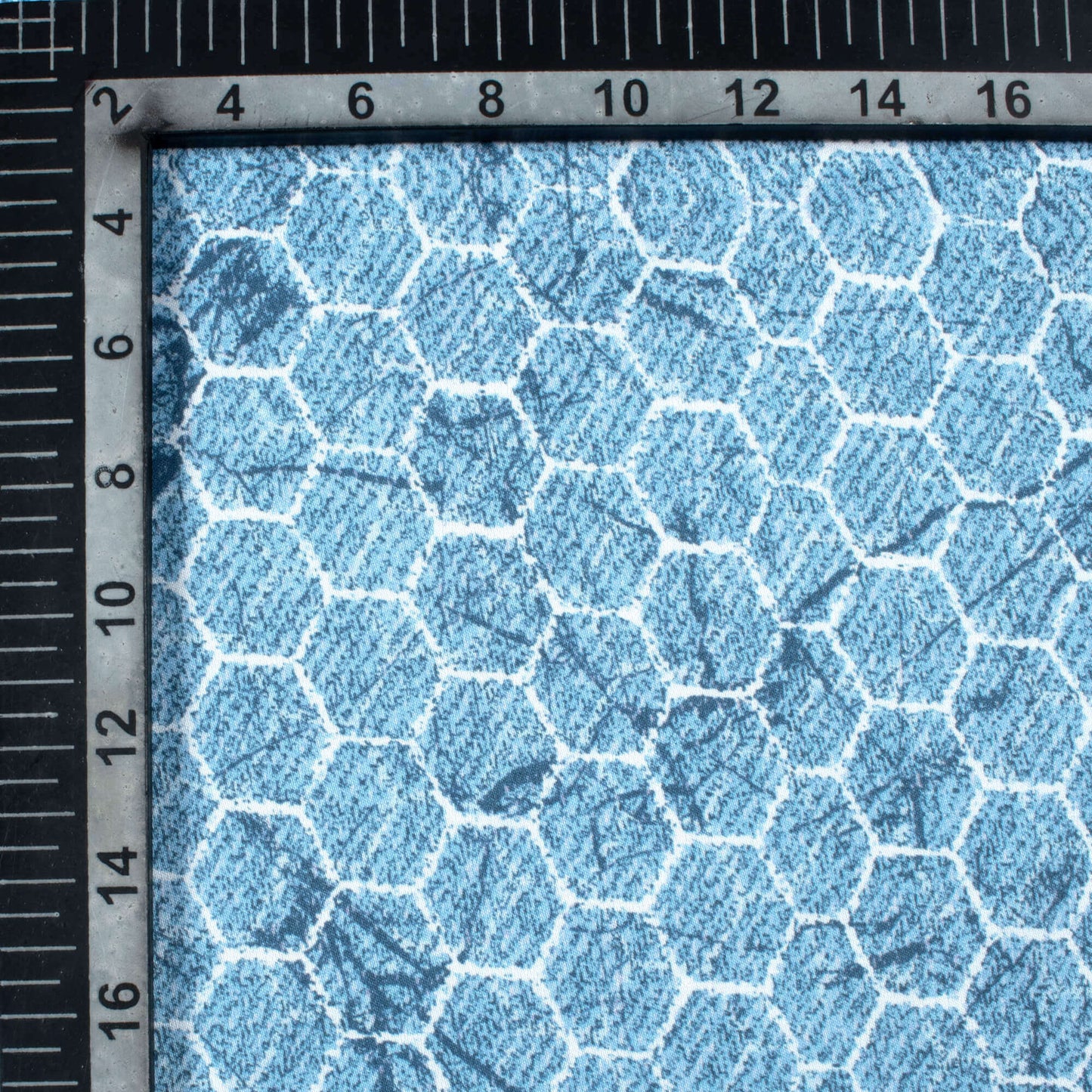 Chetwode Blue And White Geometric Pattern Digital Print Premium Lush Satin Fabric