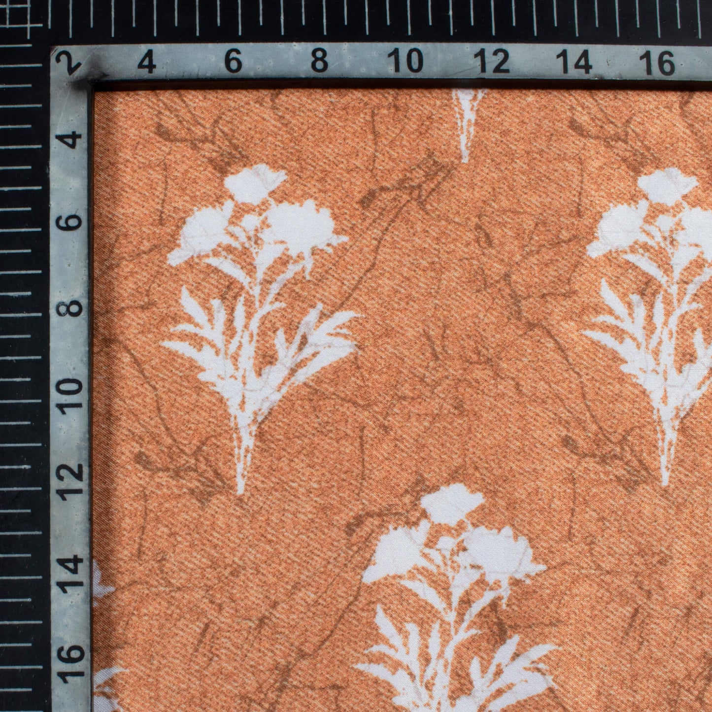 Sable Brown And White Floral Pattern Digital Print Premium Lush Satin Fabric