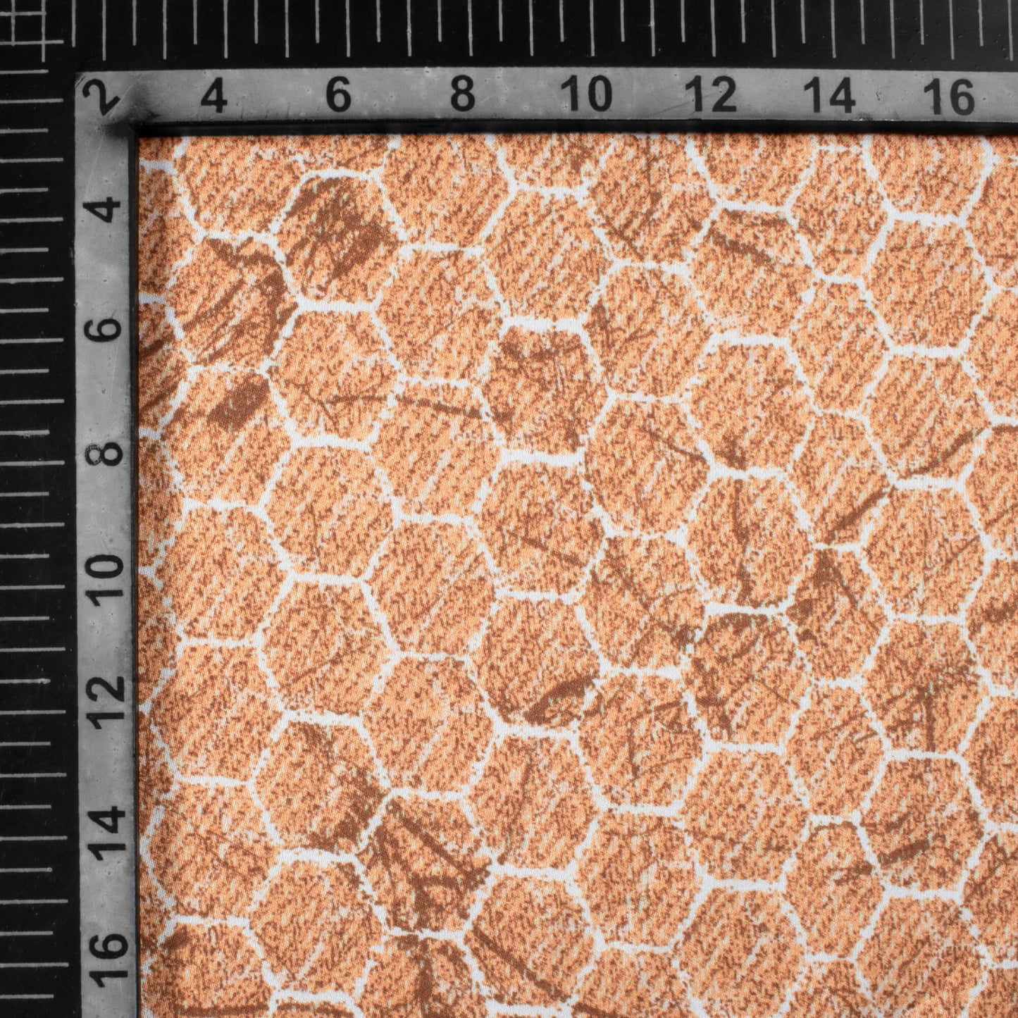 Sable Brown And White Geometric Pattern Digital Print Premium Lush Satin Fabric