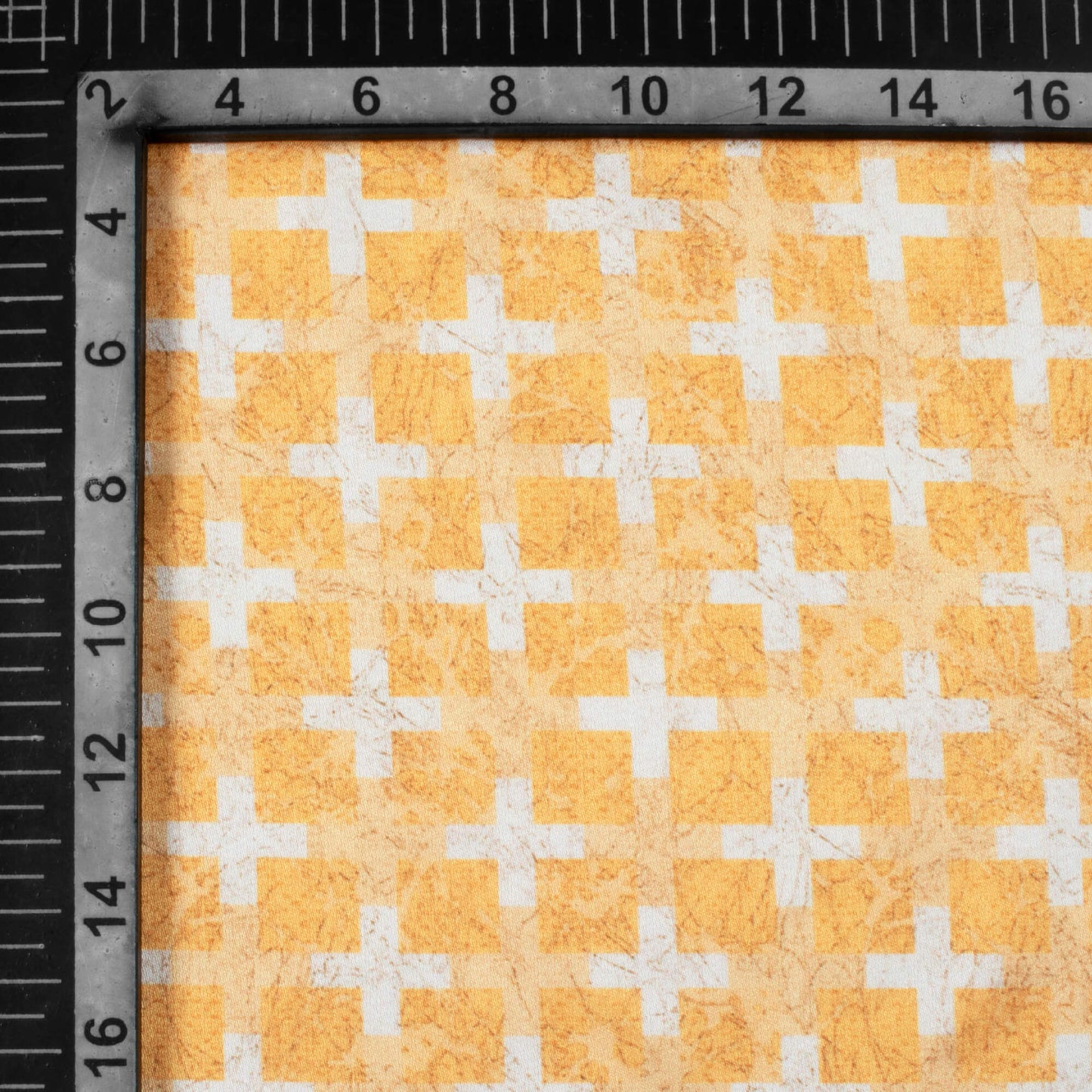 Trombone Yellow And White Geometric Pattern Digital Print Premium Lush Satin Fabric