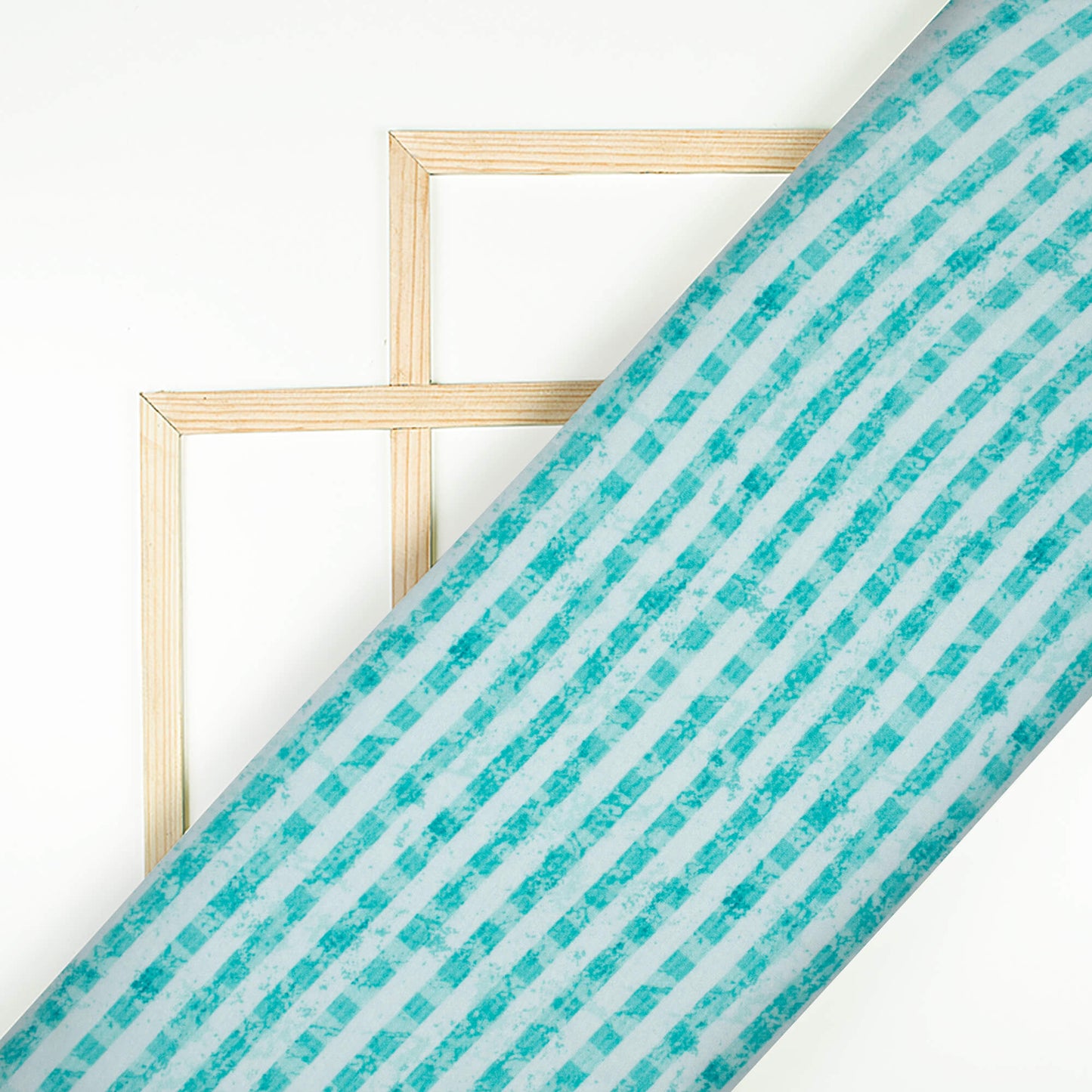 Sky Blue And White Stripes Pattern Digital Print Premium Lush Satin Fabric
