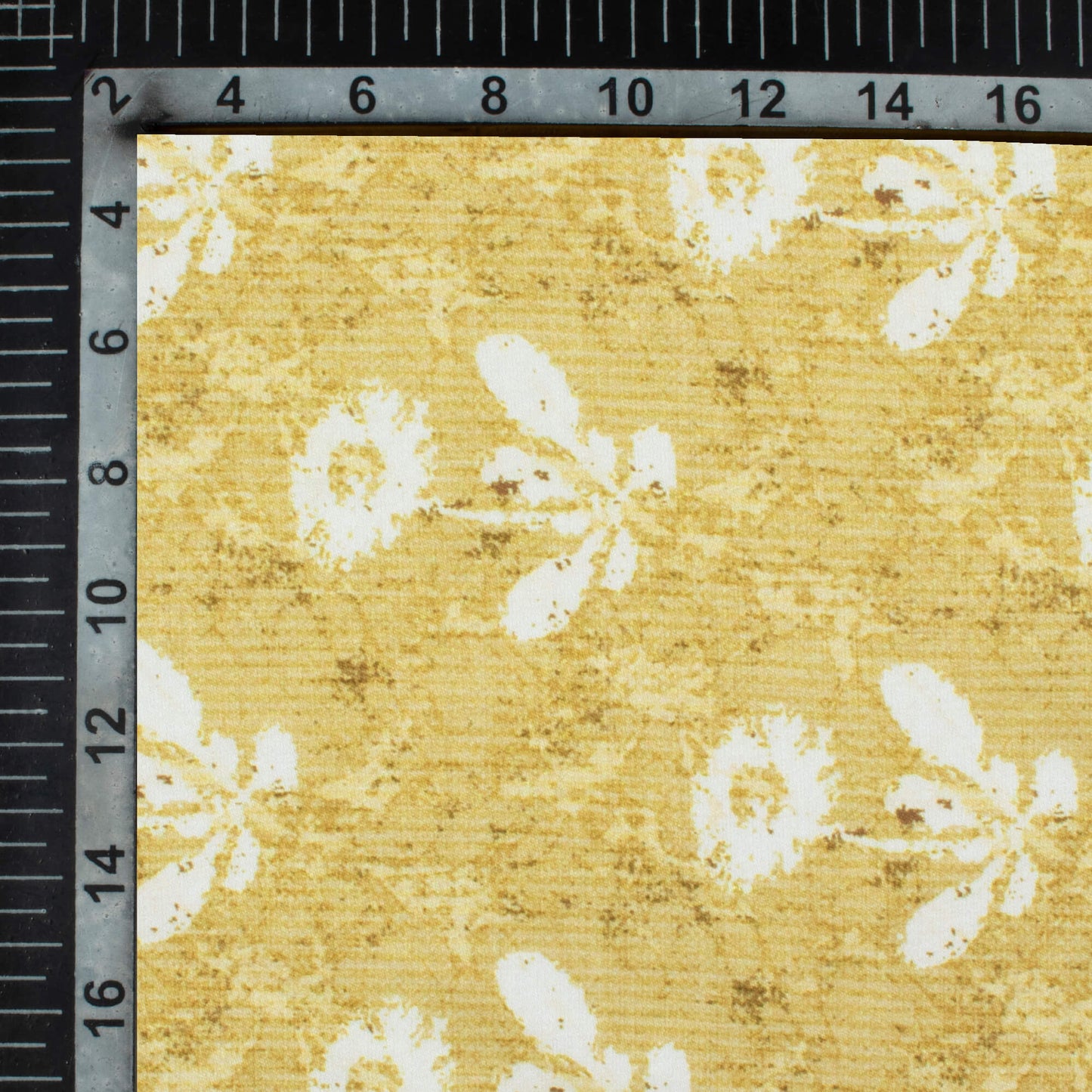 Trombone Yellow And White Floral Pattern Digital Print Premium Lush Satin Fabric