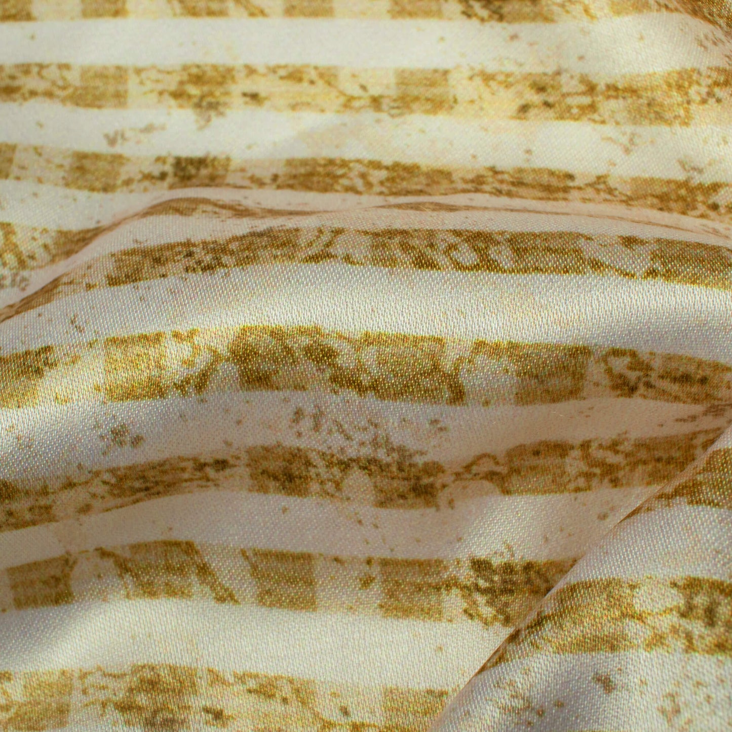 Trombone Yellow And White Stripes Pattern Digital Print Premium Lush Satin Fabric