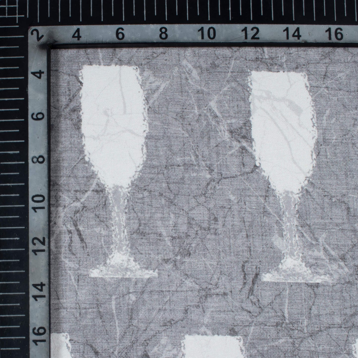 Grey And White Quirky Pattern Digital Print Premium Lush Satin Fabric