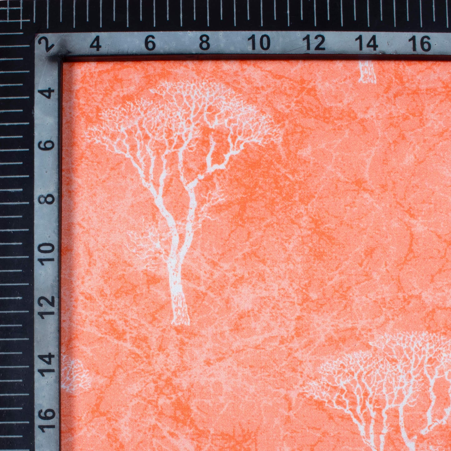 Coral Peach And White Floral Pattern Digital Print Premium Lush Satin Fabric
