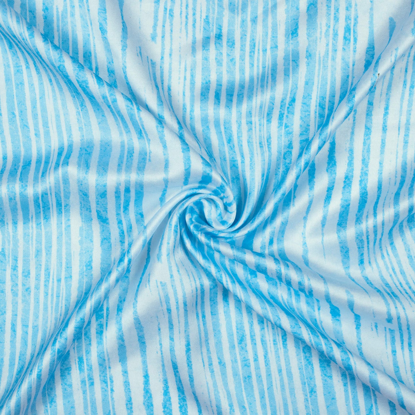 Baby Blue And White Abstract Pattern Digital Print Premium Lush Satin Fabric
