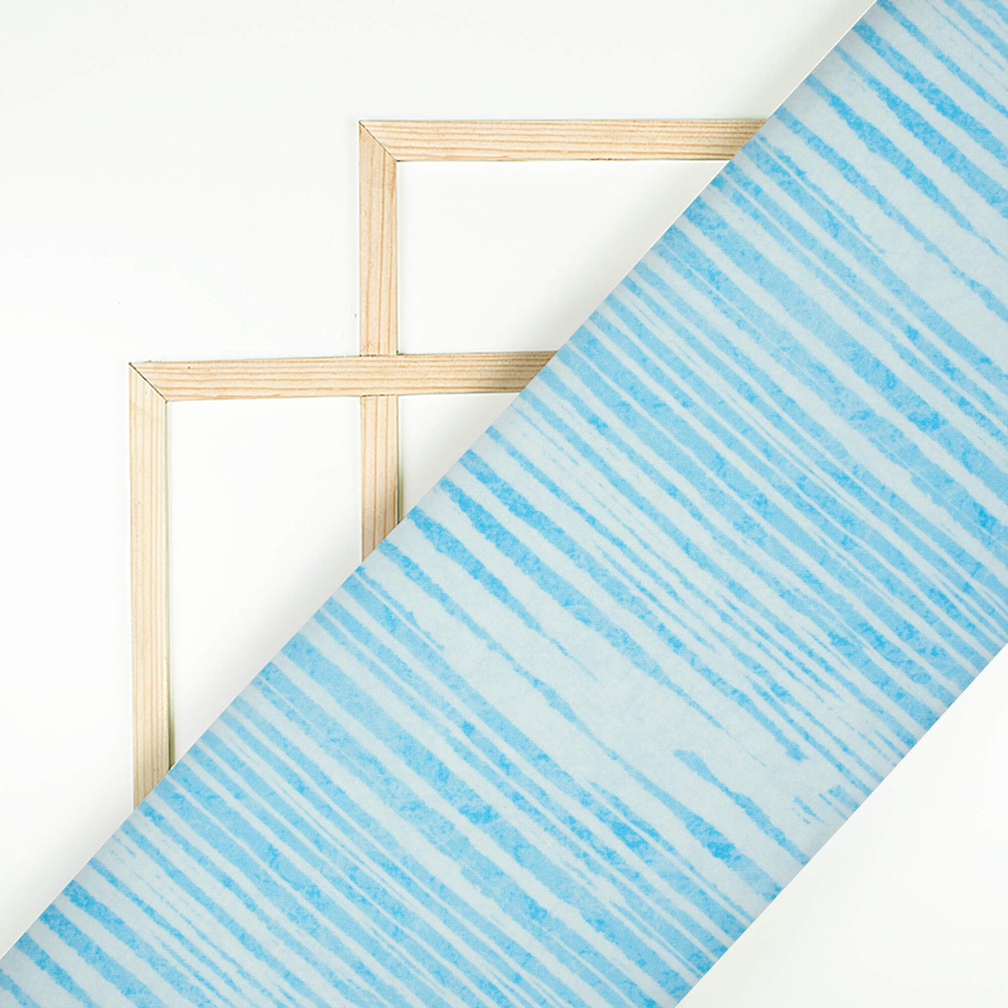 Baby Blue And White Abstract Pattern Digital Print Premium Lush Satin Fabric