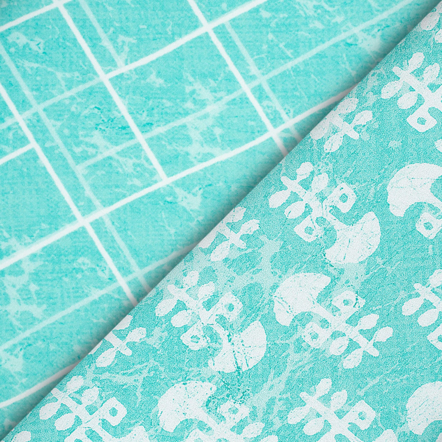 Jordy Blue And White Booti Pattern Digital Print Premium Lush Satin Fabric