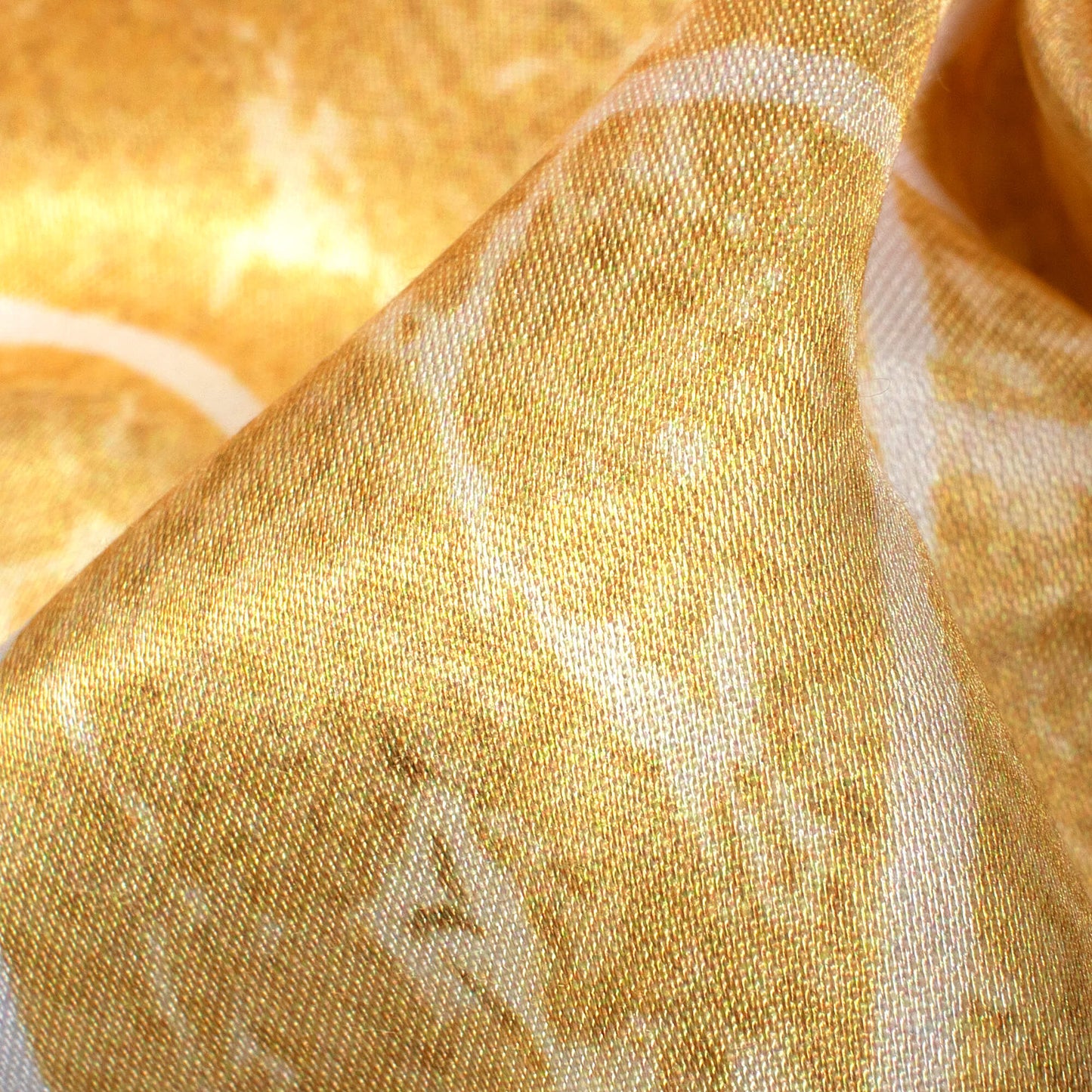 Trombone Yellow And White Geometric Pattern Digital Print Premium Lush Satin Fabric