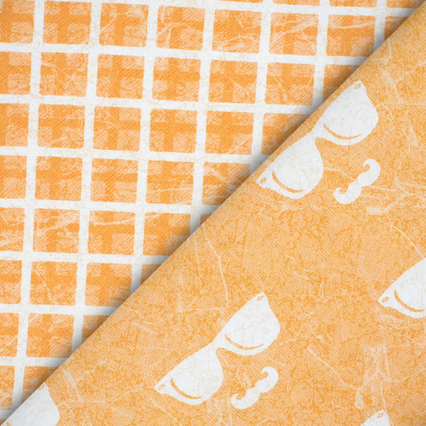 Mellow Yellow And White Quirky Pattern Digital Print Premium Lush Satin Fabric