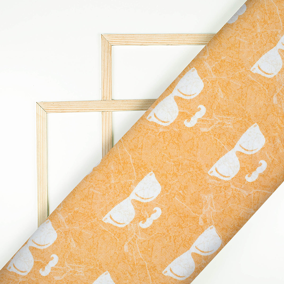 Mellow Yellow And White Quirky Pattern Digital Print Premium Lush Satin Fabric