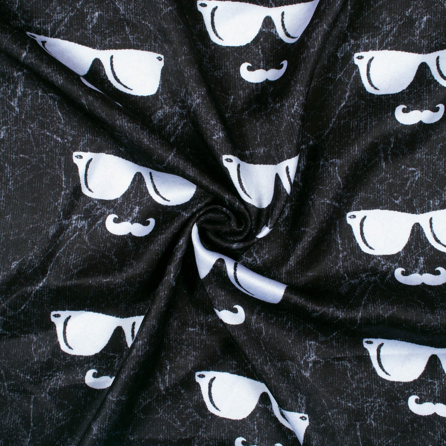 Black And White Quirky Pattern Digital Print Premium Lush Satin Fabric