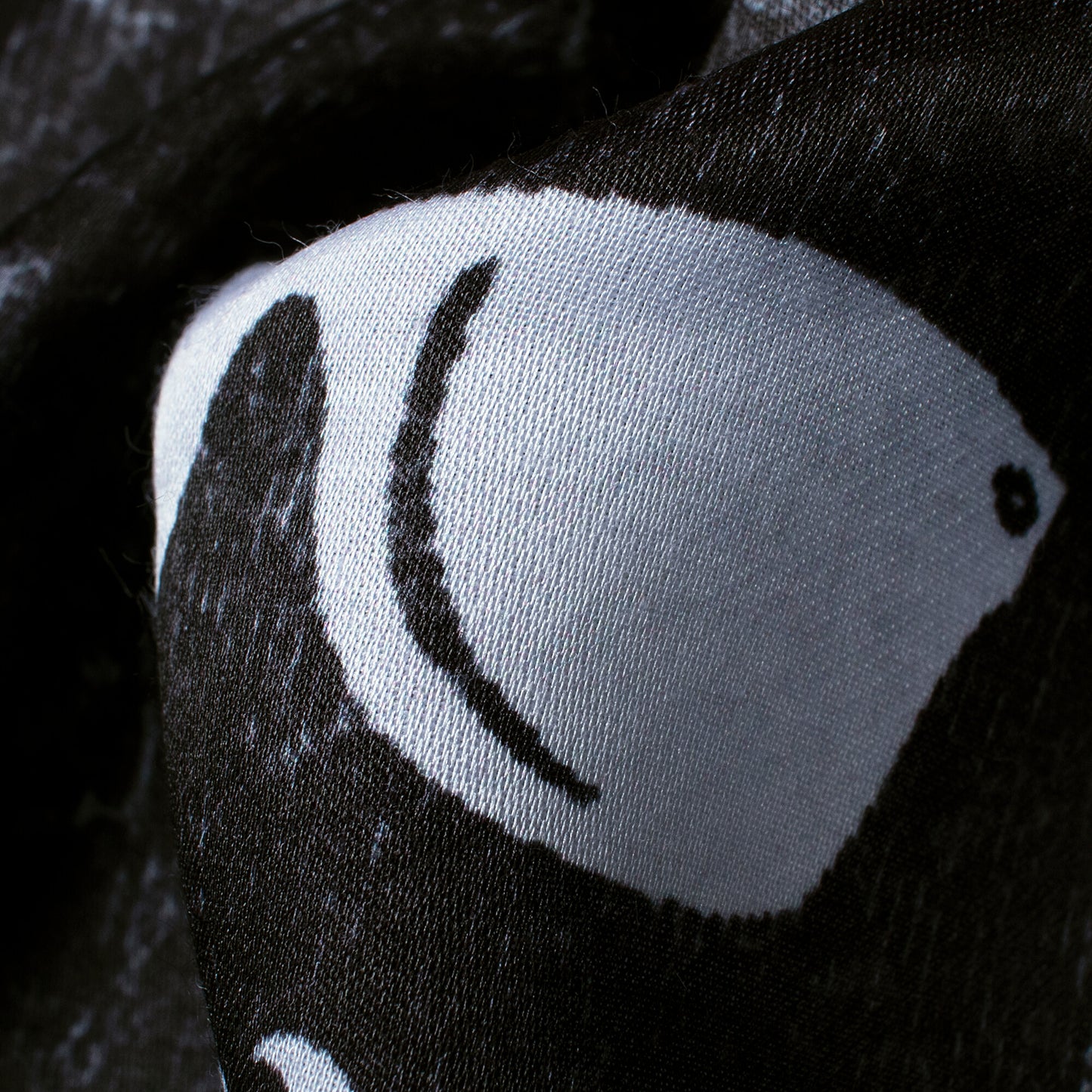 Black And White Quirky Pattern Digital Print Premium Lush Satin Fabric