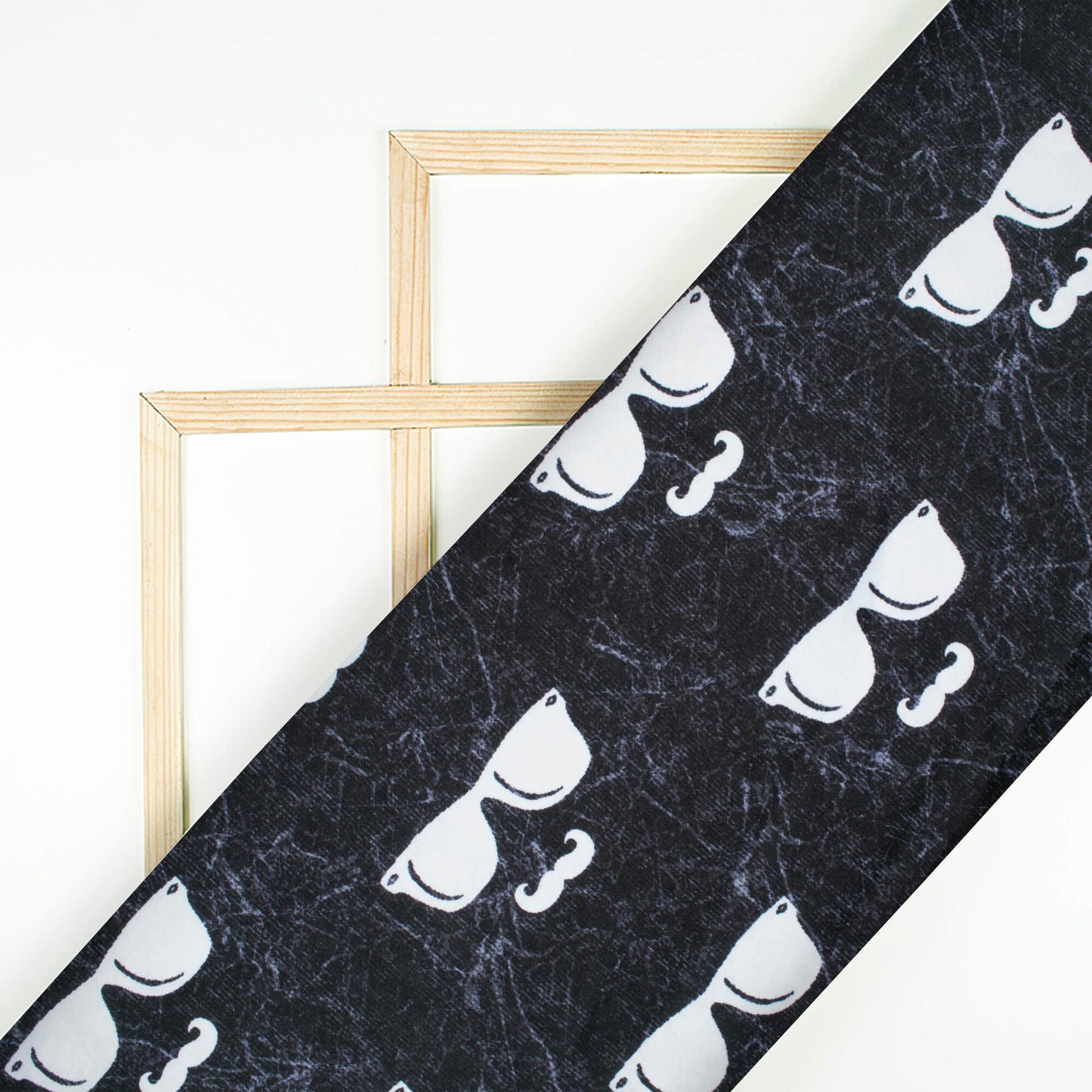 Black And White Quirky Pattern Digital Print Premium Lush Satin Fabric