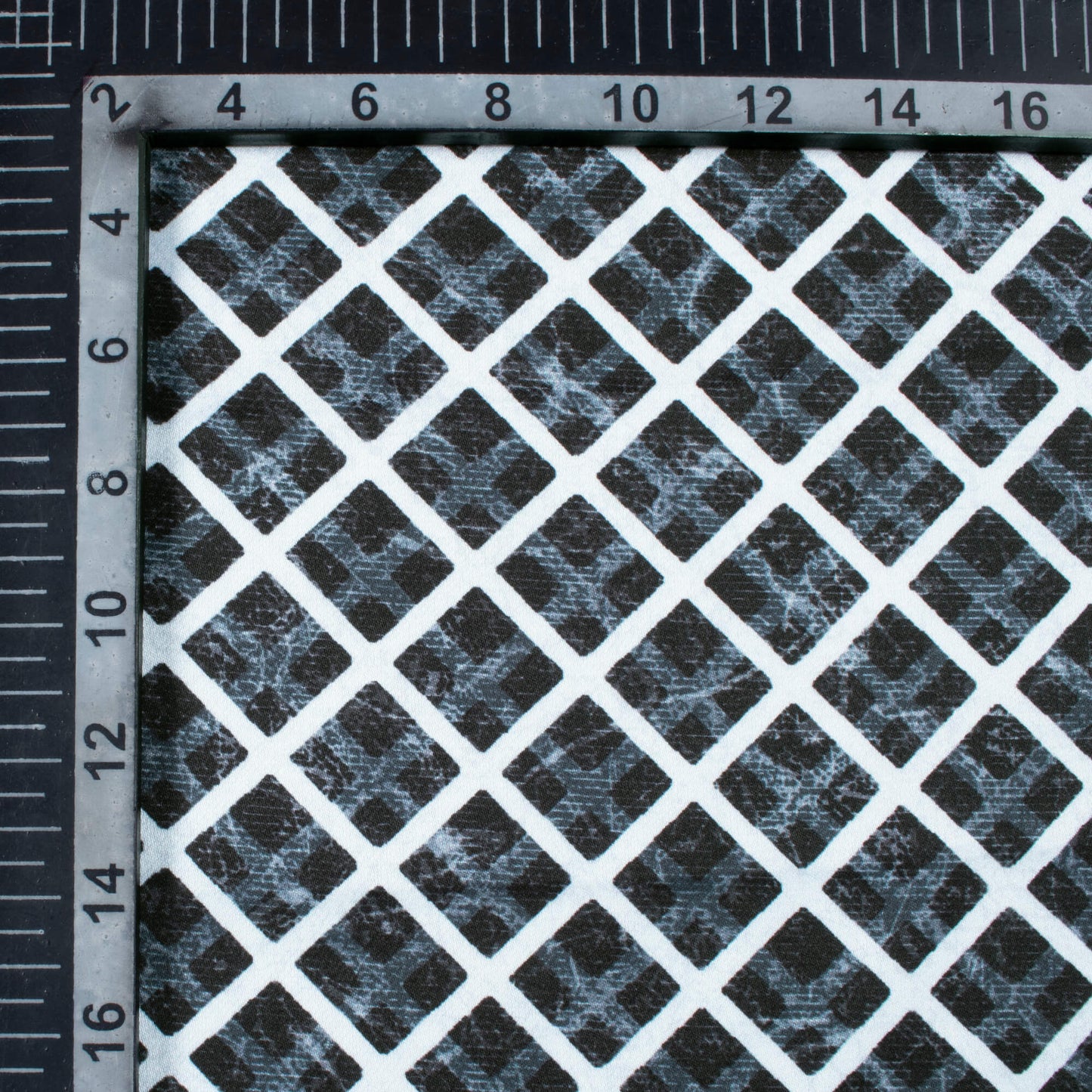 Black And White Checks Pattern Digital Print Premium Lush Satin Fabric