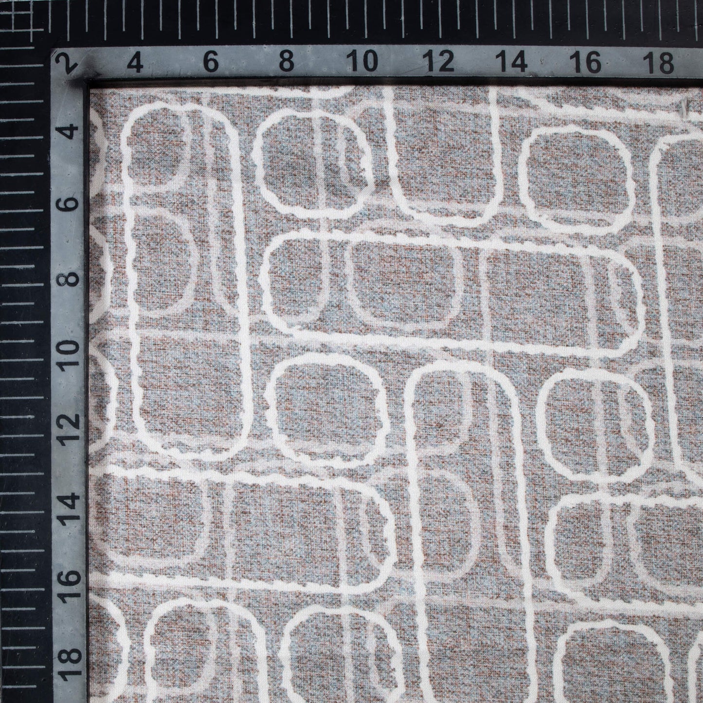 Grey And White Geometric Pattern Digital Print Premium Lush Satin Fabric