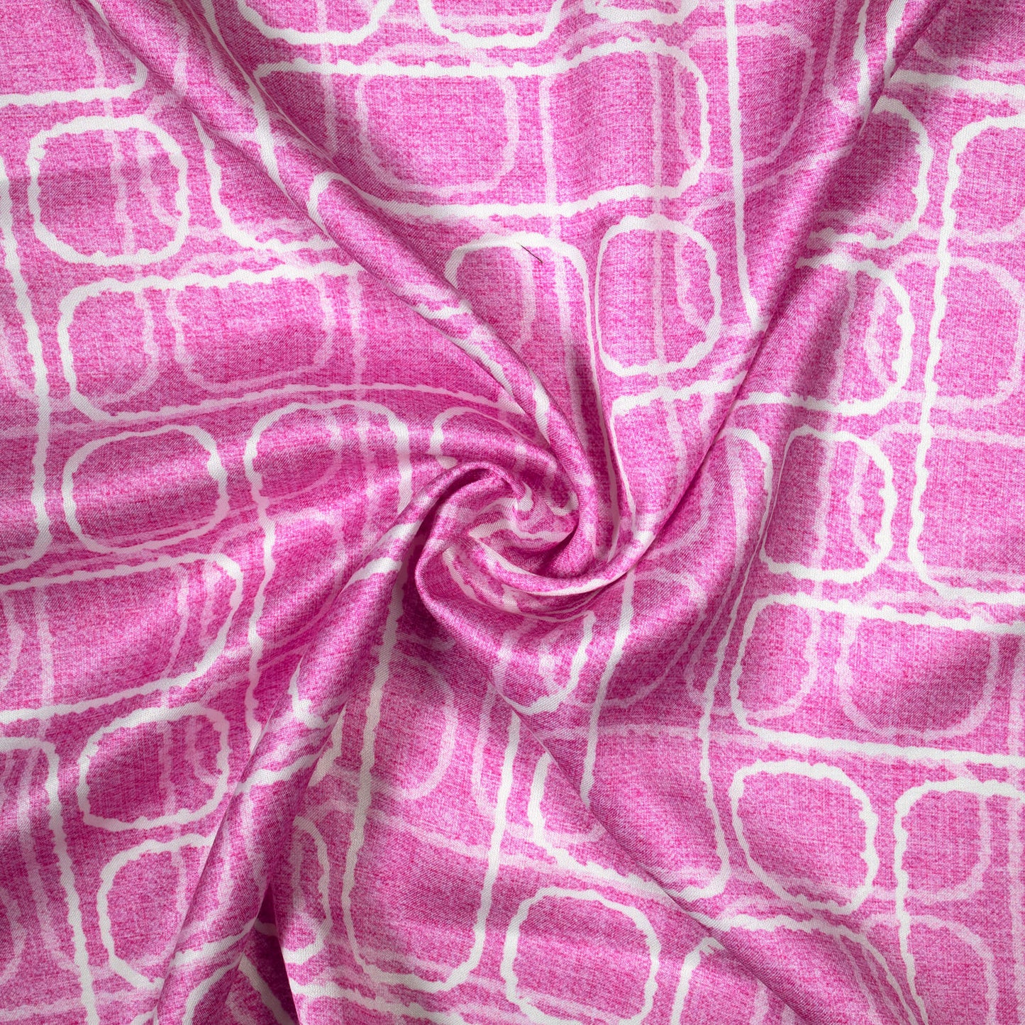 Persian Pink And White Geometric Pattern Digital Print Premium Lush Satin Fabric