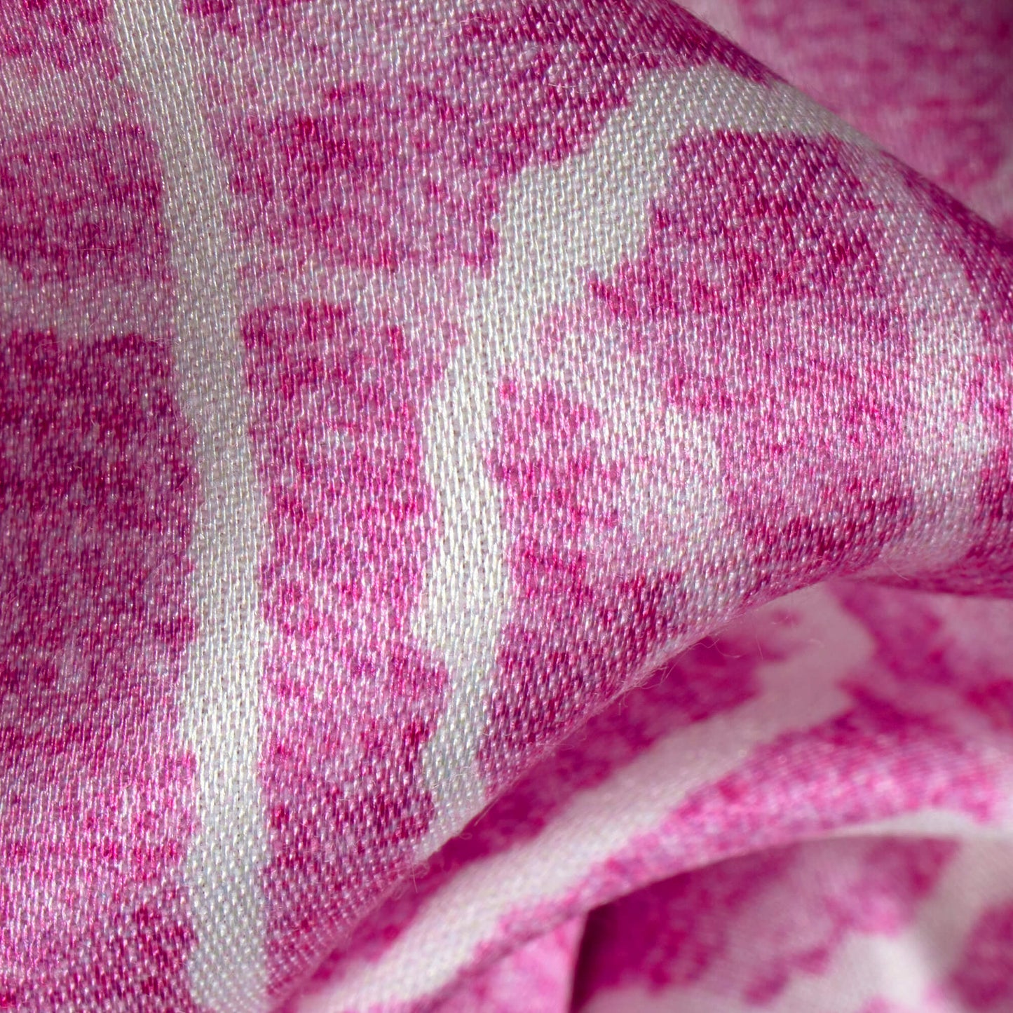 Persian Pink And White Geometric Pattern Digital Print Premium Lush Satin Fabric