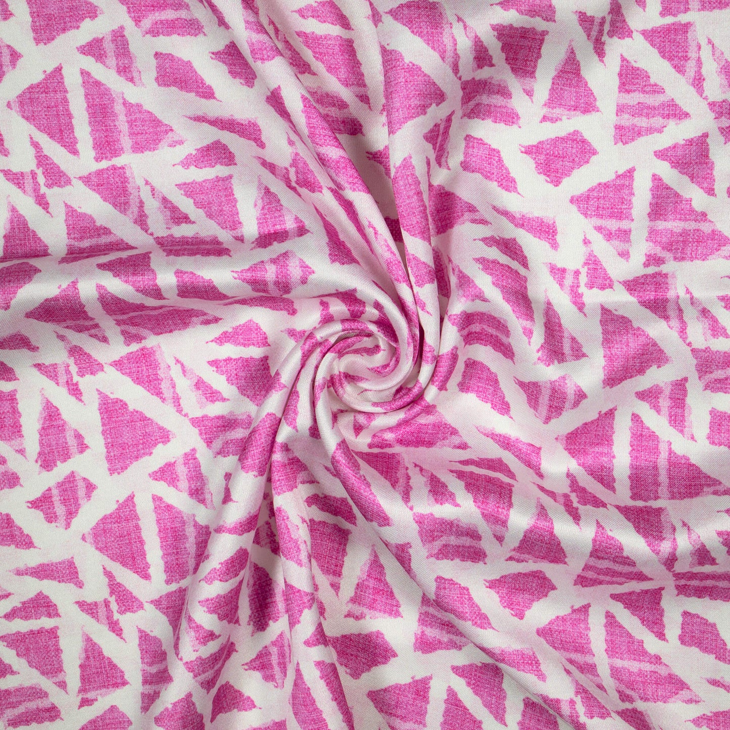 Persian Pink And White Geometric Pattern Digital Print Premium Lush Satin Fabric