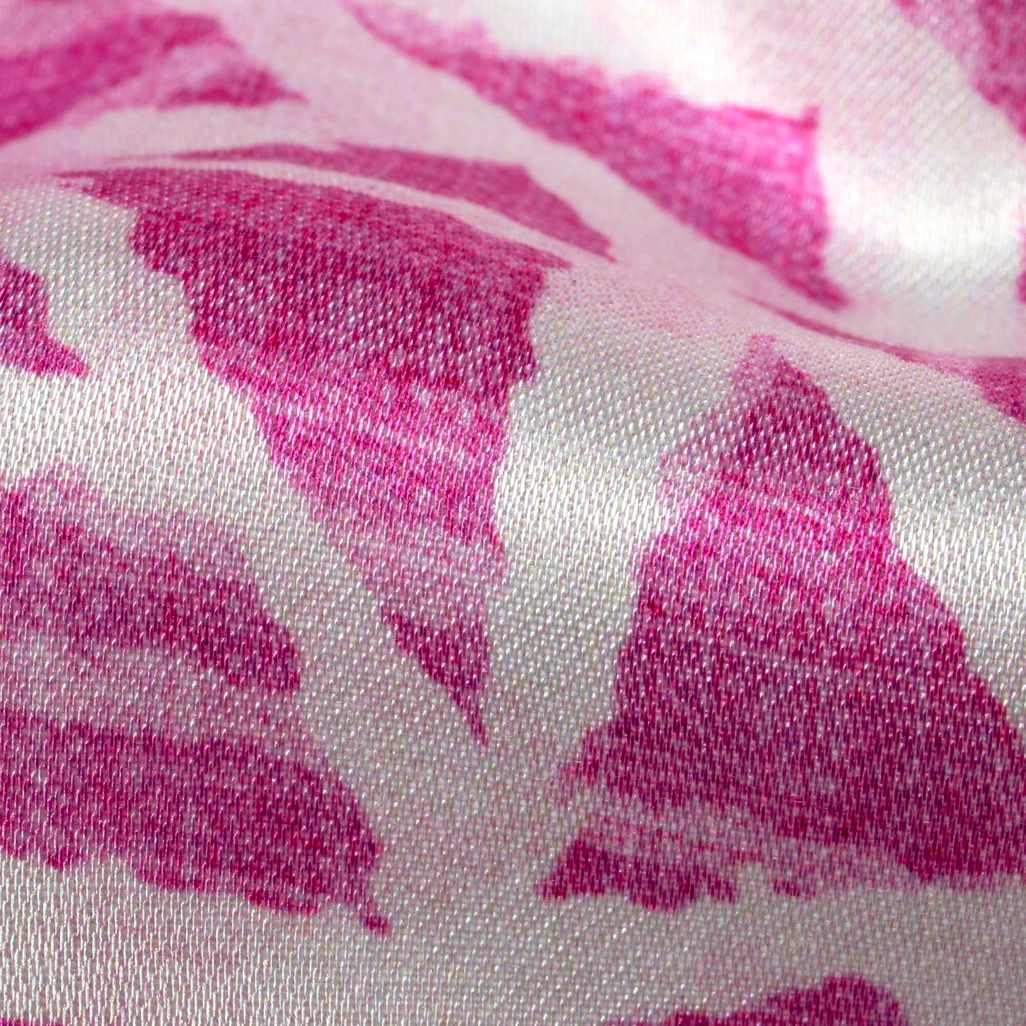 Persian Pink And White Geometric Pattern Digital Print Premium Lush Satin Fabric