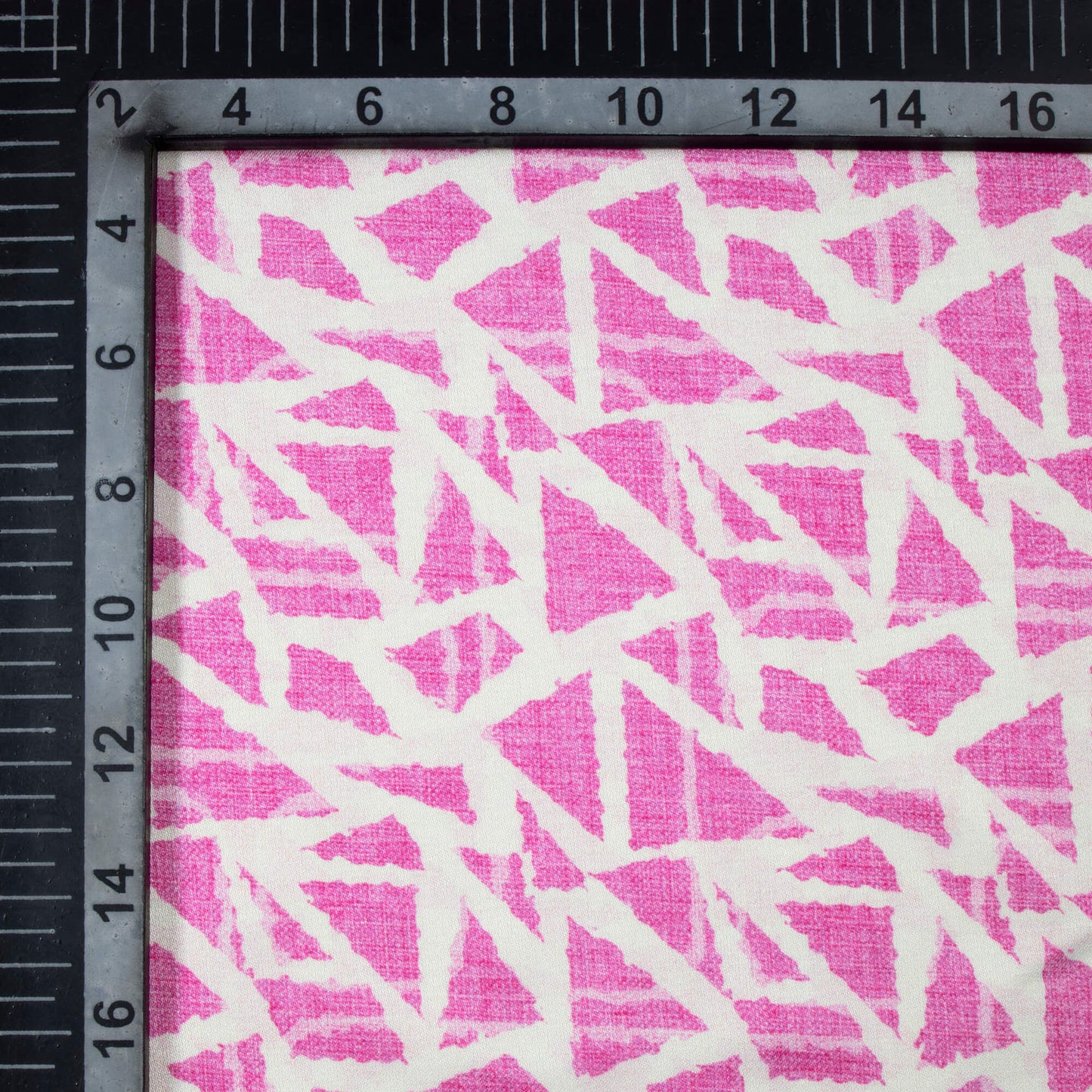Persian Pink And White Geometric Pattern Digital Print Premium Lush Satin Fabric
