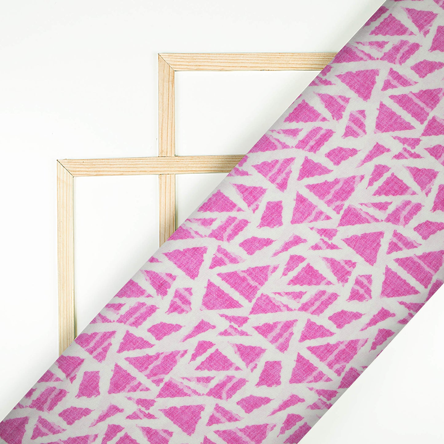 Persian Pink And White Geometric Pattern Digital Print Premium Lush Satin Fabric