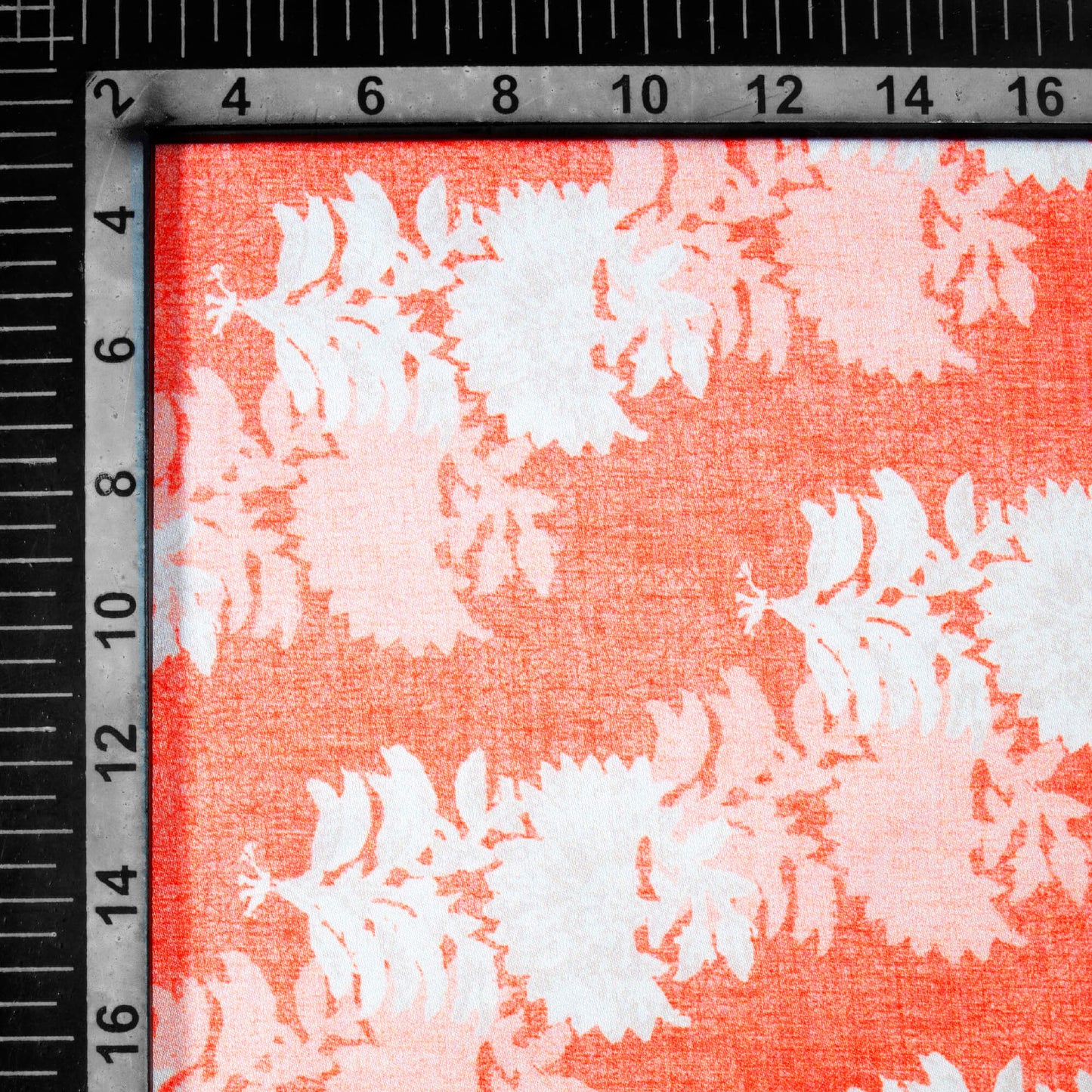Coral Peach And White Floral Pattern Digital Print Japan Satin Fabric