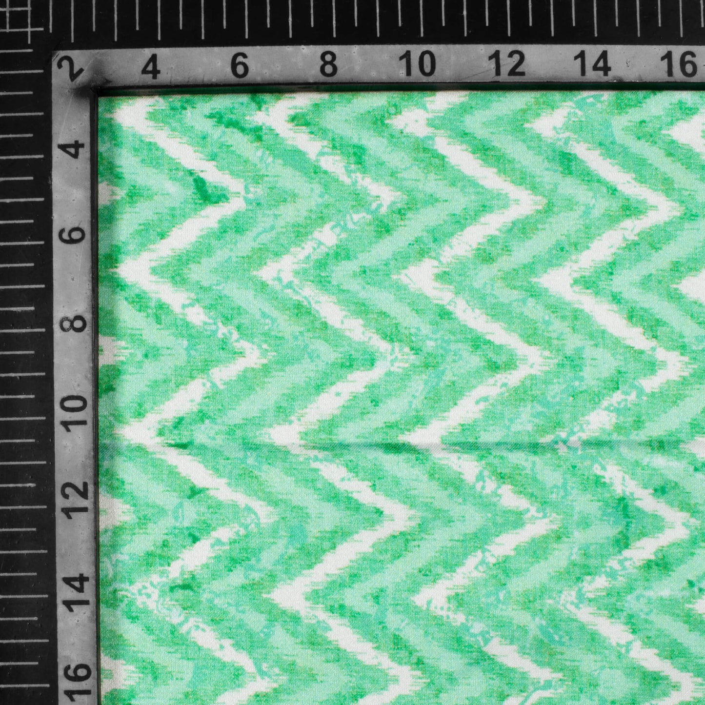 Mint Green And White Chevron Pattern Digital Print Japan Satin Fabric