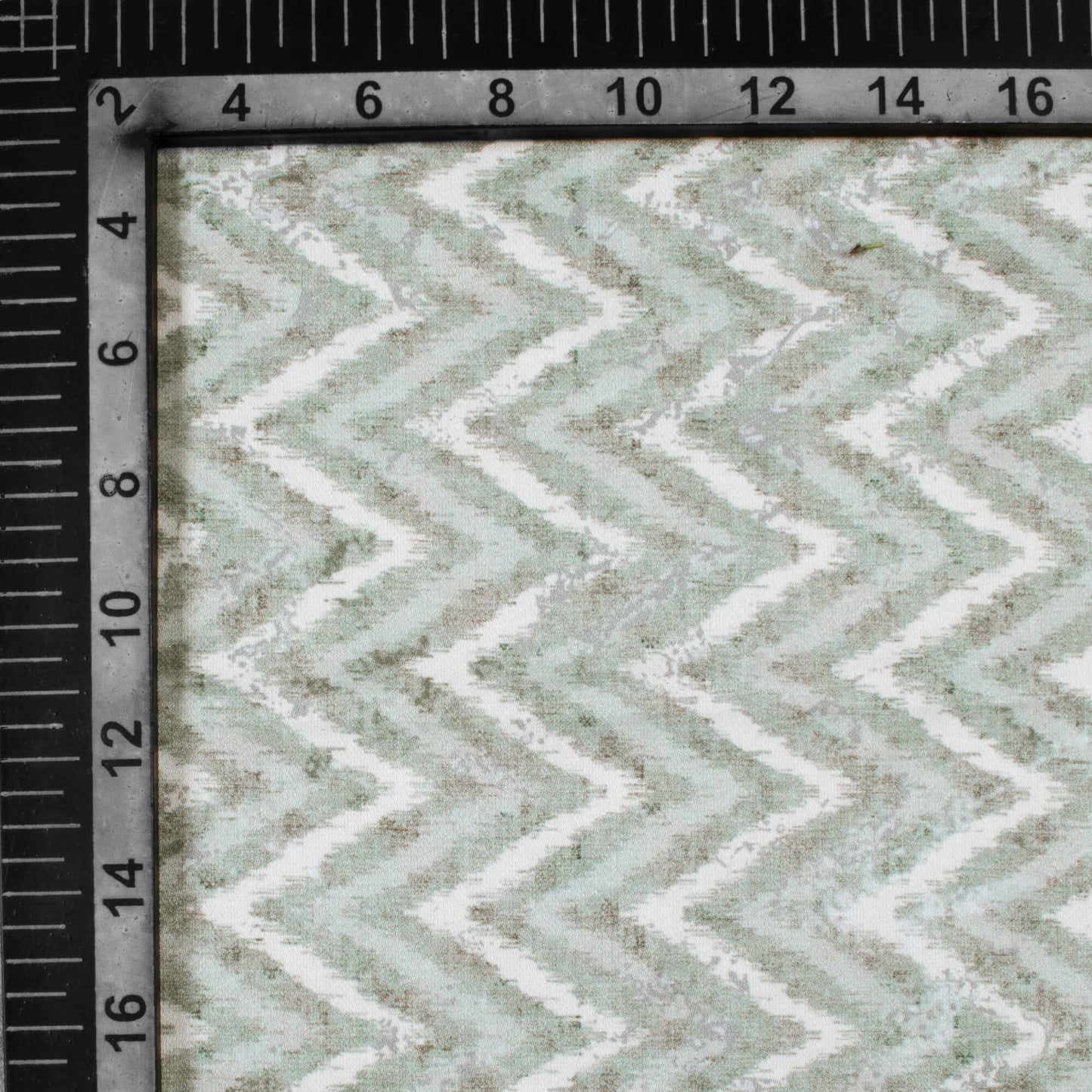 Grey And White Chevron Pattern Digital Print Japan Satin Fabric