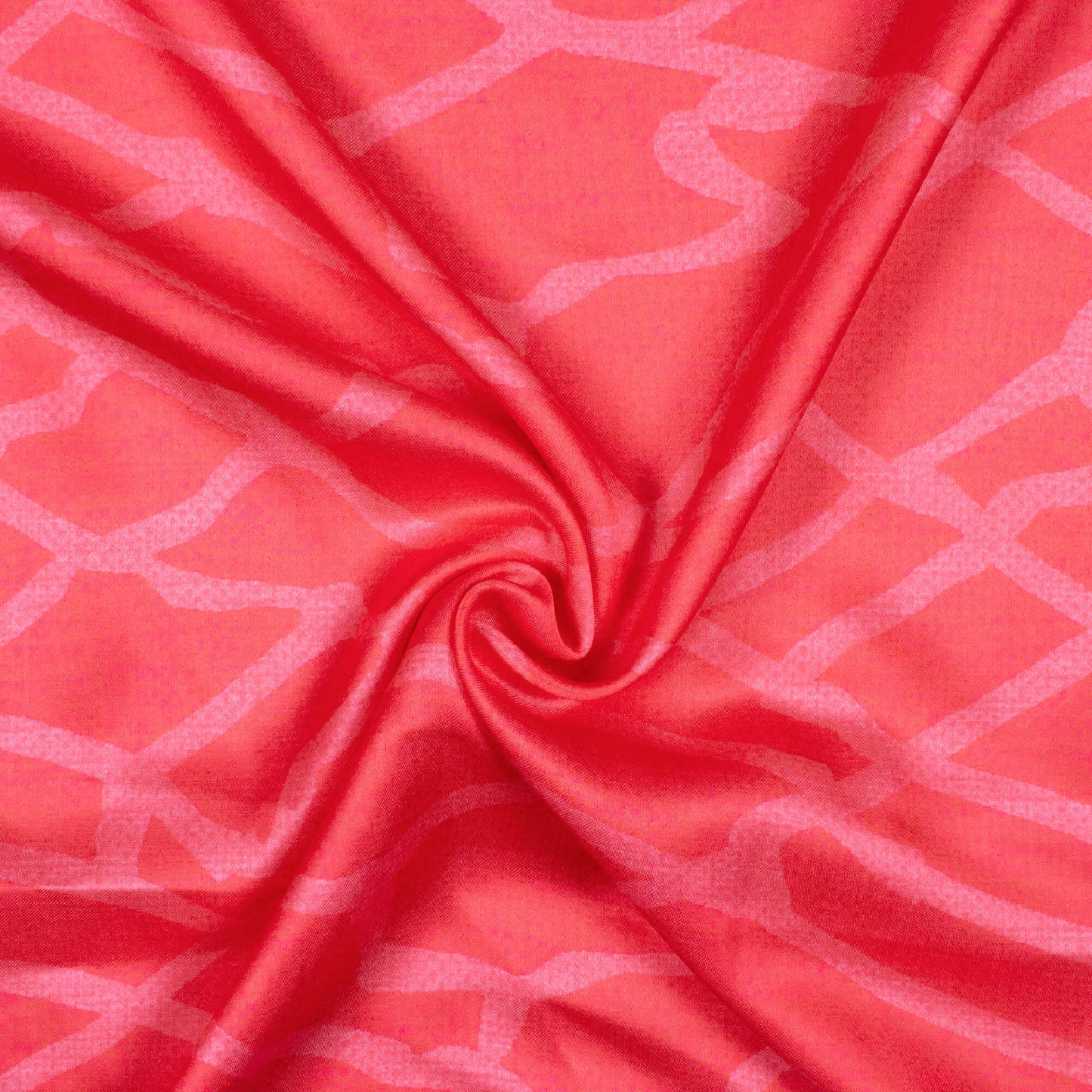 Cerise Pink Abstract Pattern Digital Print Japan Satin Fabric