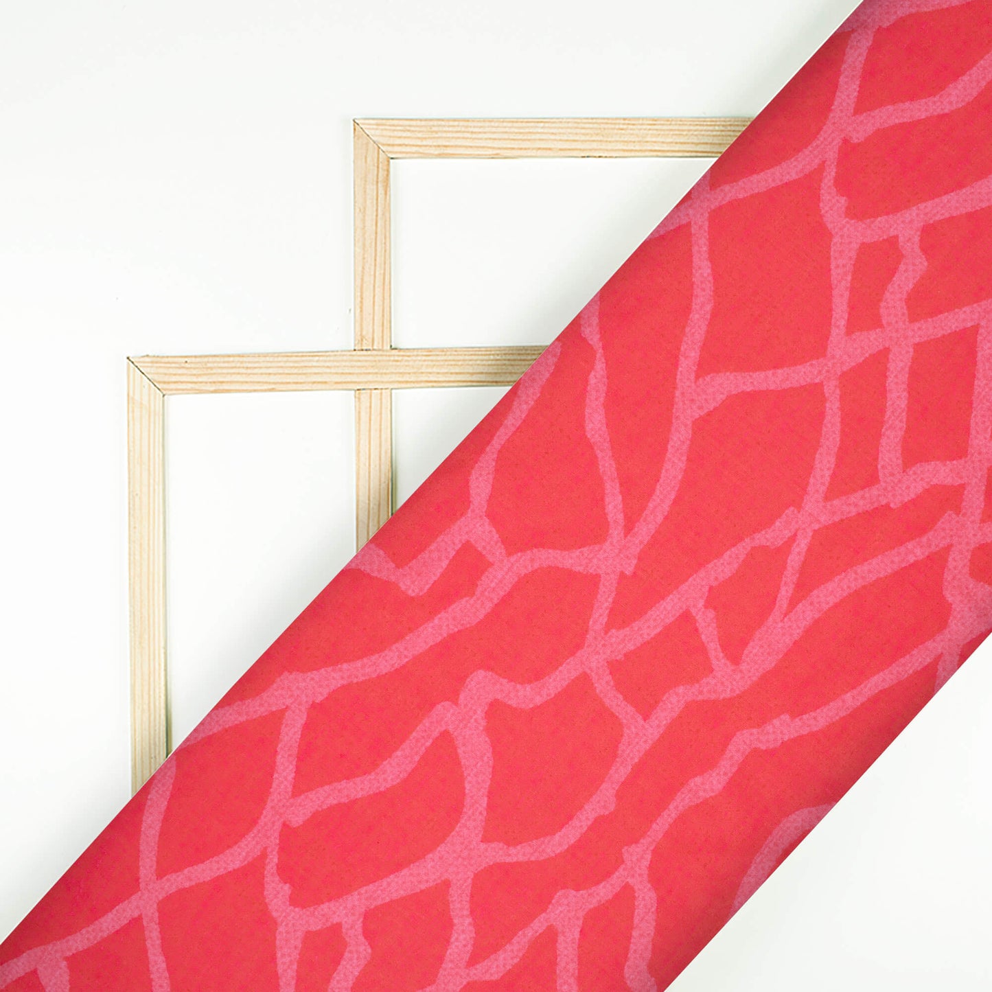 Cerise Pink Abstract Pattern Digital Print Japan Satin Fabric