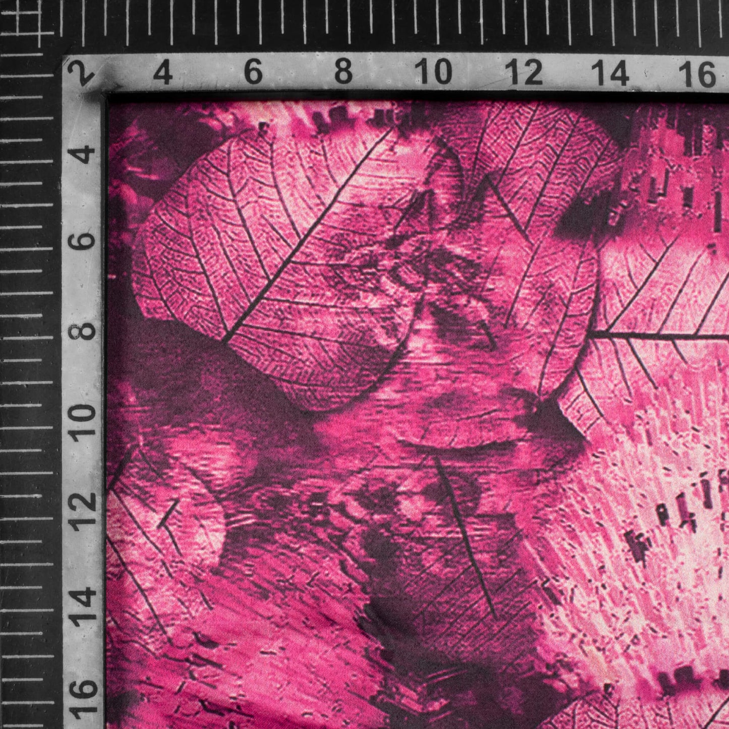 Dark Orchid Purple Leaf Pattern Digital Print Charmeuse Satin Fabric (Width 58 Inches)