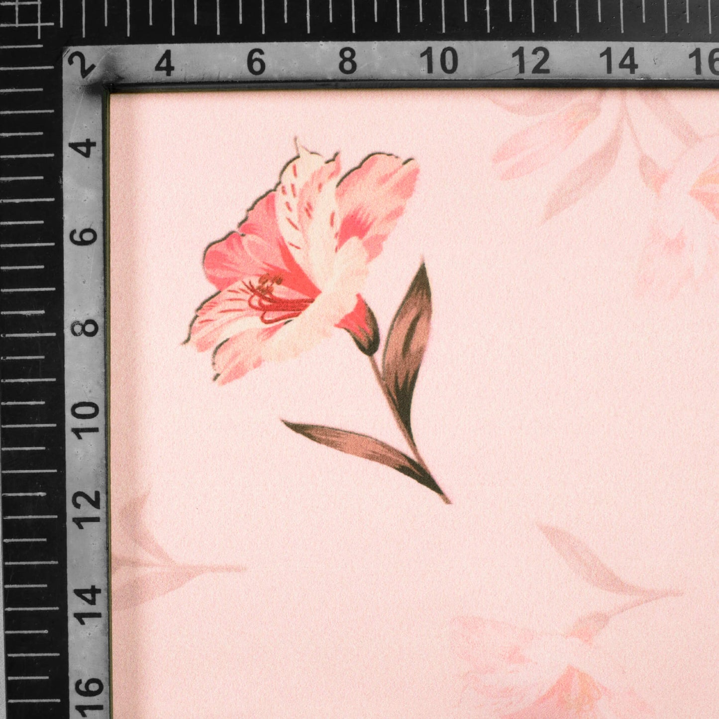 Baby Pink Floral Pattern Digital Print Charmeuse Satin Fabric (Width 58 Inches)