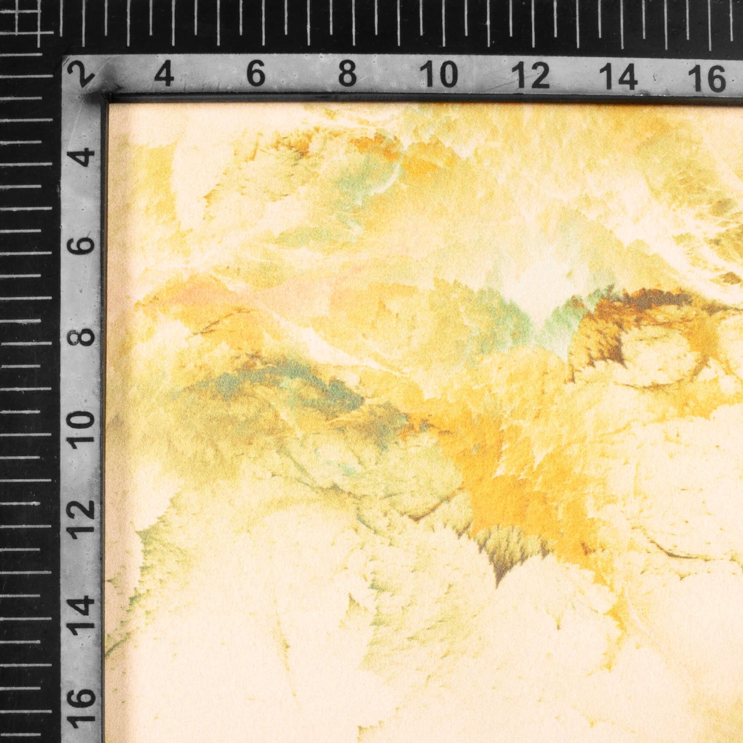 Light Yellow Abstract Pattern Digital Print Charmeuse Satin Fabric (Width 58 Inches)