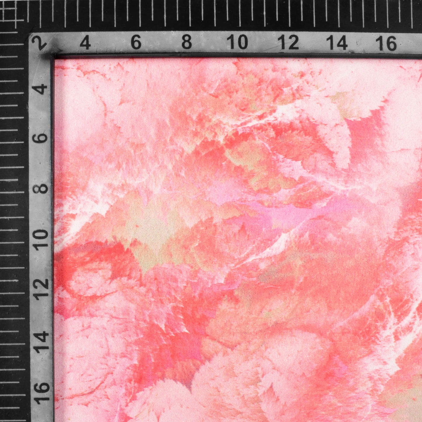 Punch Pink Abstract Pattern Digital Print Charmeuse Satin Fabric (Width 58 Inches)