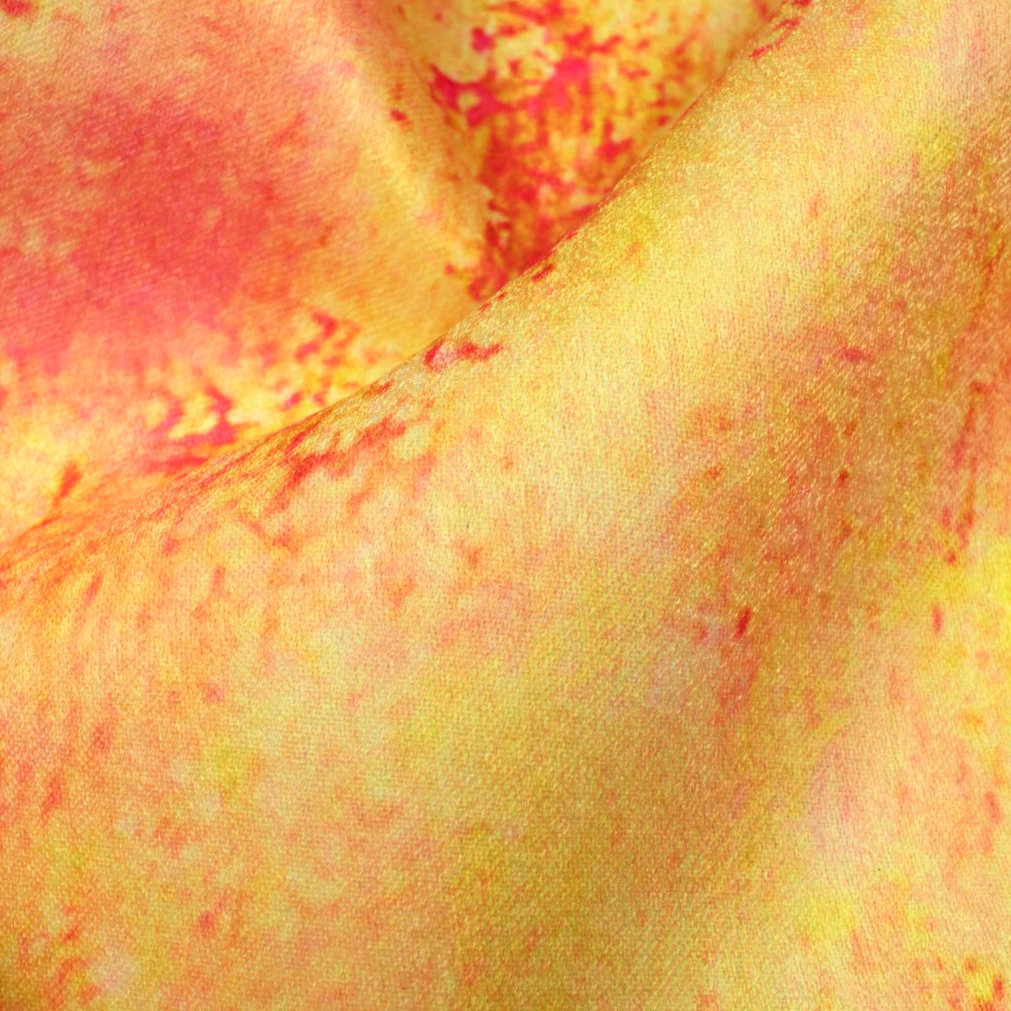 Yellow And Pink Abstract Pattern Digital Print Lush Satin Fabric