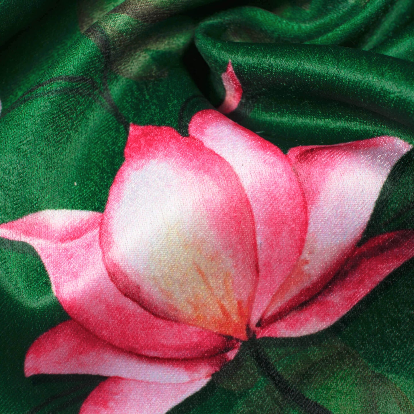 Sacramento Green And Pink Floral Pattern Digital Print Lush Satin Fabric