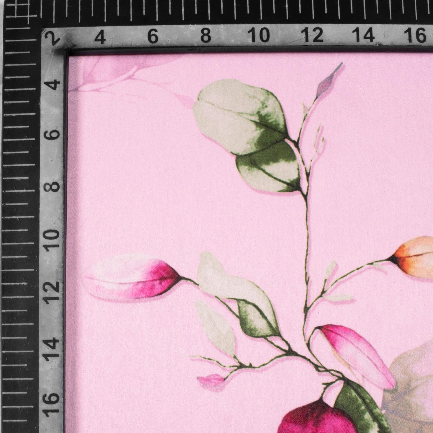Taffy Pink And Green Floral Pattern Digital Print Lush Satin Fabric