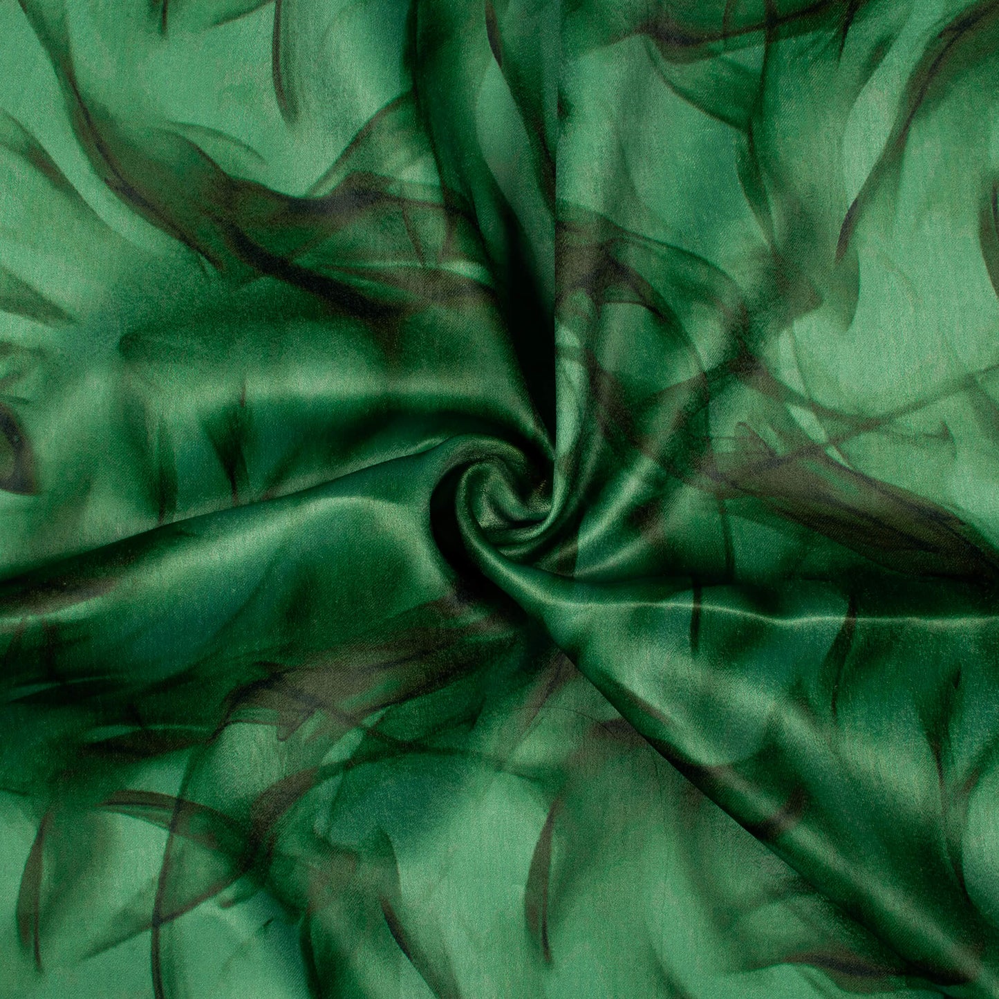 Forest Green Marble Pattern Digital Print Lush Satin Fabric