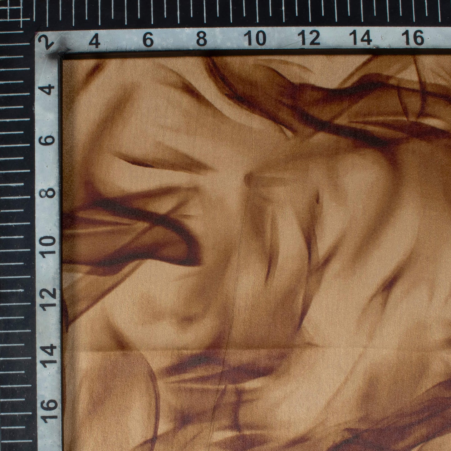 Coffee Brown Marble Pattern Digital Print Lush Satin Fabric
