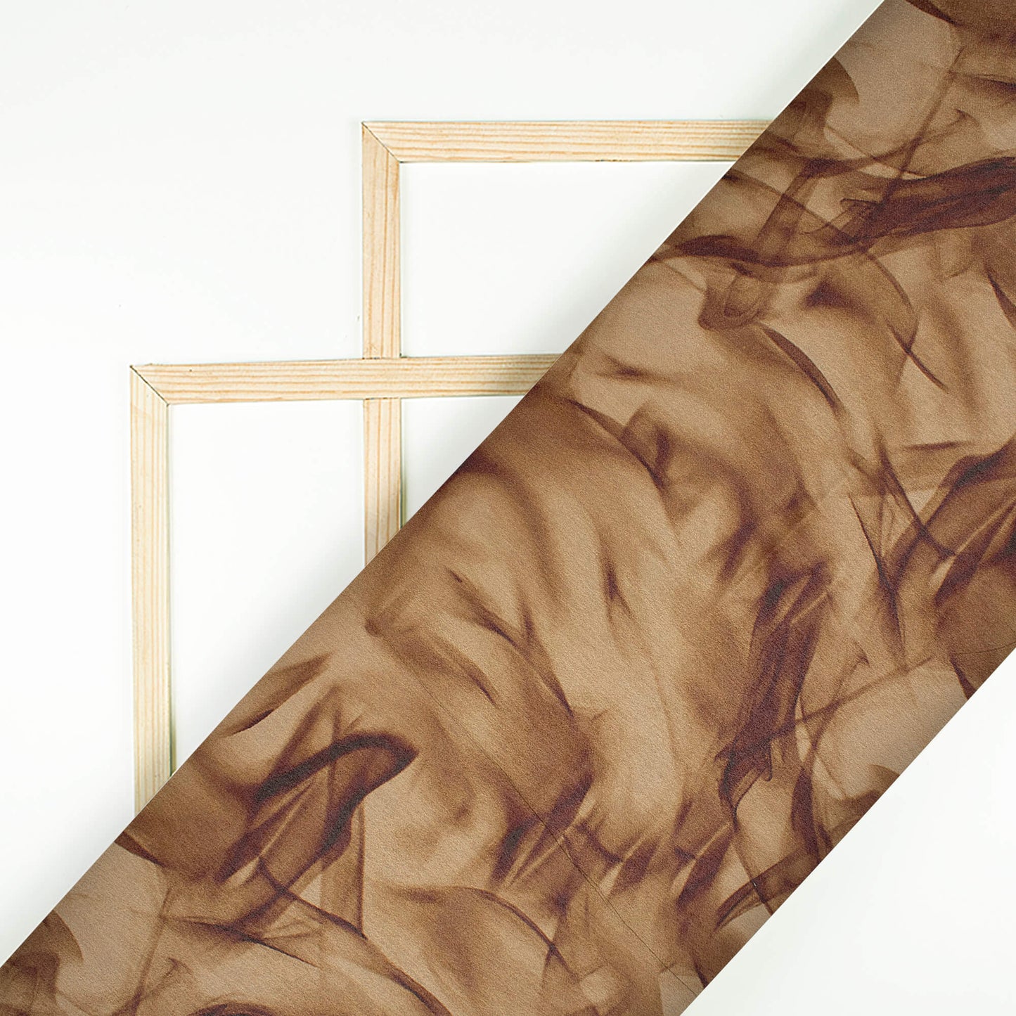 Coffee Brown Marble Pattern Digital Print Lush Satin Fabric