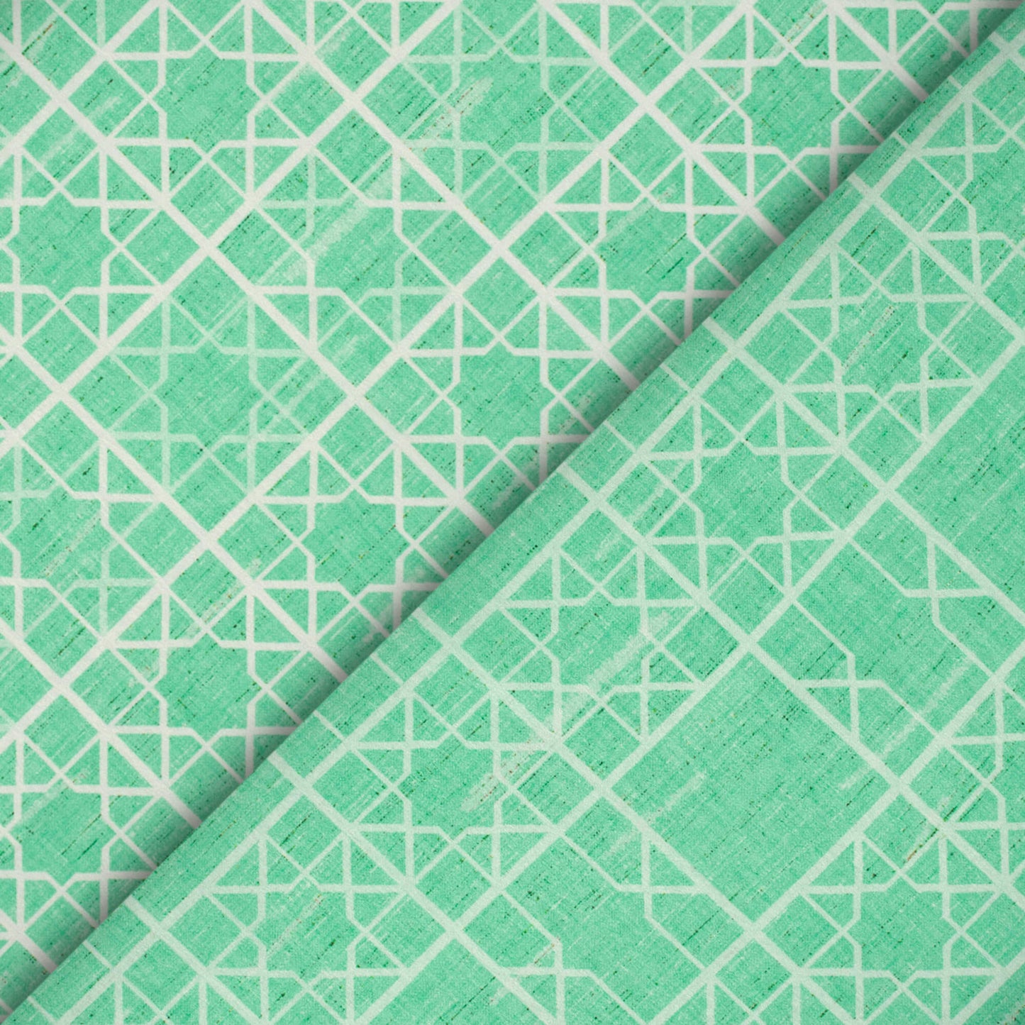 Aquamarine Geometric Pattern Digital Print Lush Satin Fabric