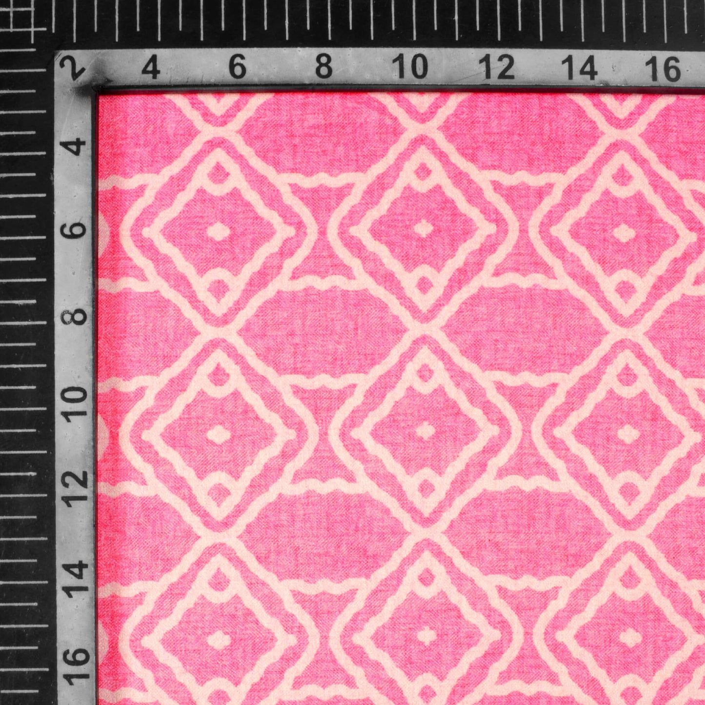 Taffy Pink Geometric Pattern Digital Print Lush Satin Fabric