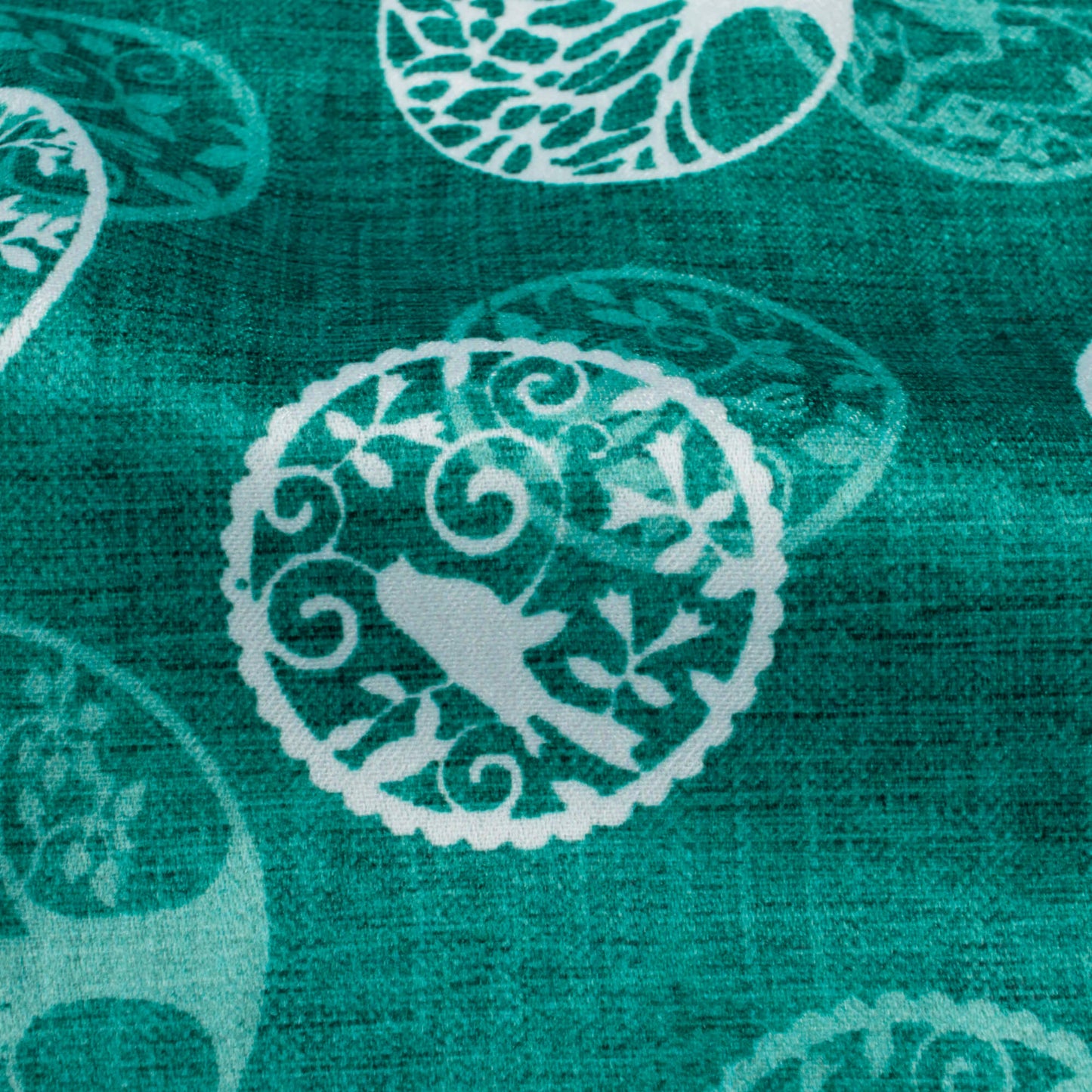 Pine Green And White Quirky Pattern Digital Print Lush Satin Fabric