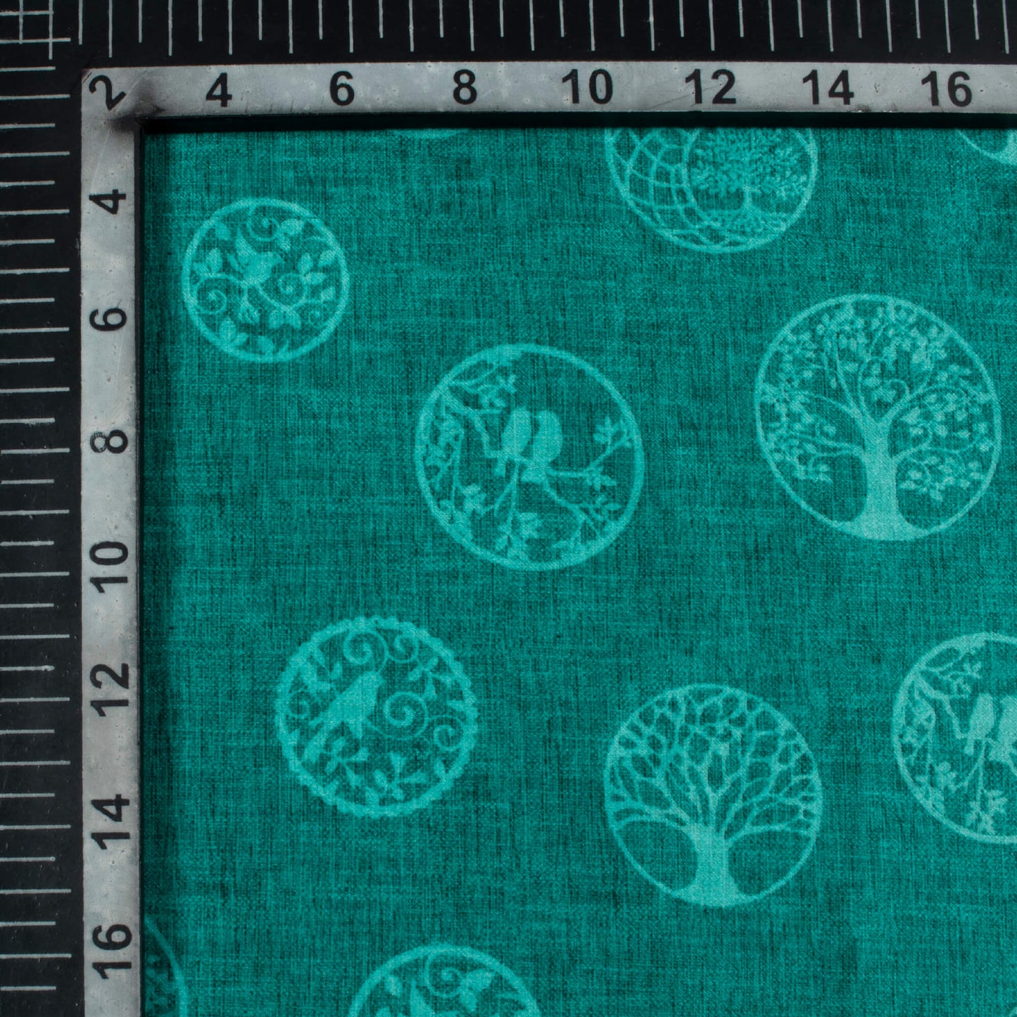 Pine Green Quirky Pattern Digital Print Lush Satin Fabric