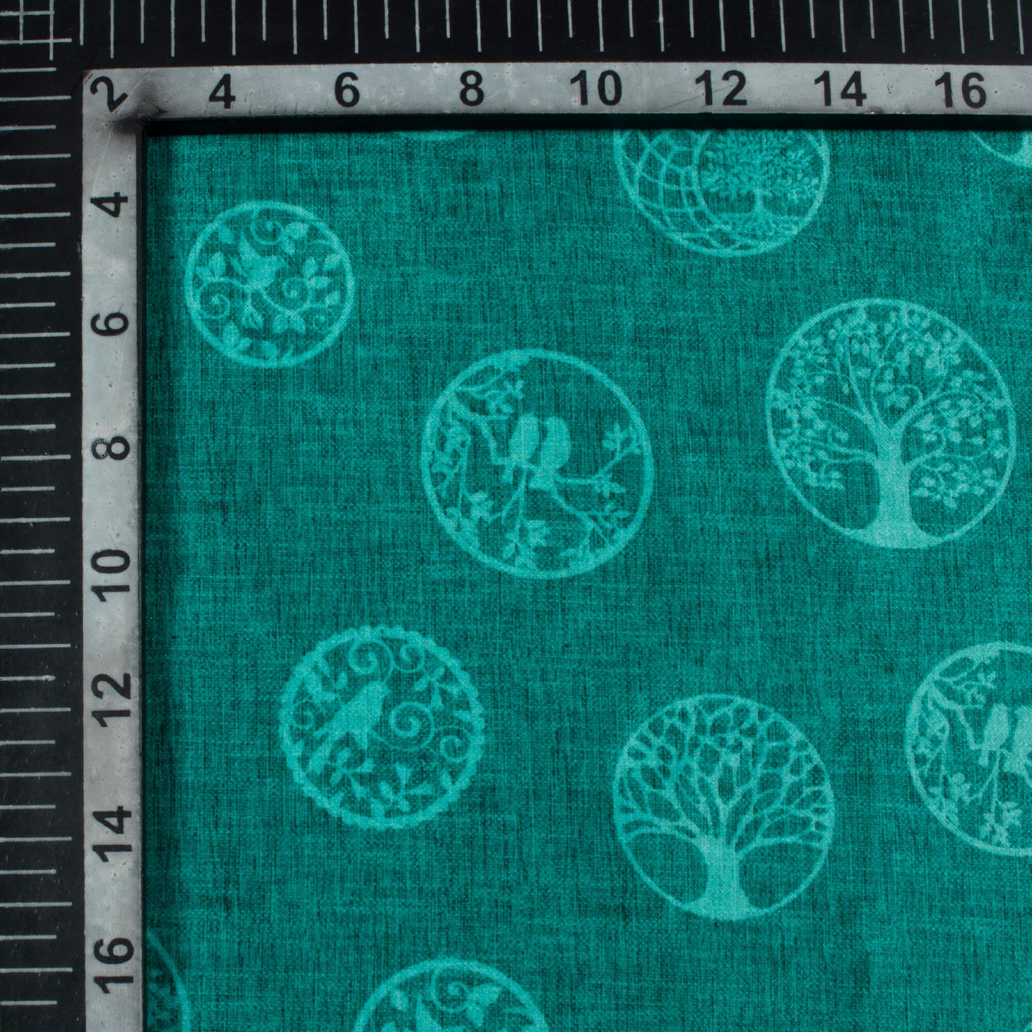 Pine Green Quirky Pattern Digital Print Lush Satin Fabric